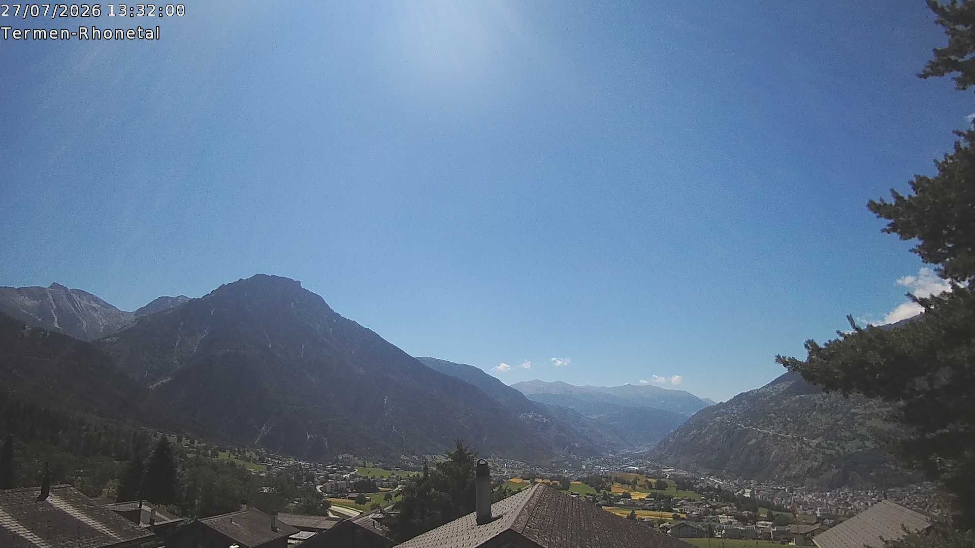 Archiv Foto Webcam Termen: Blick Richtung Süden ins Rhonetal
