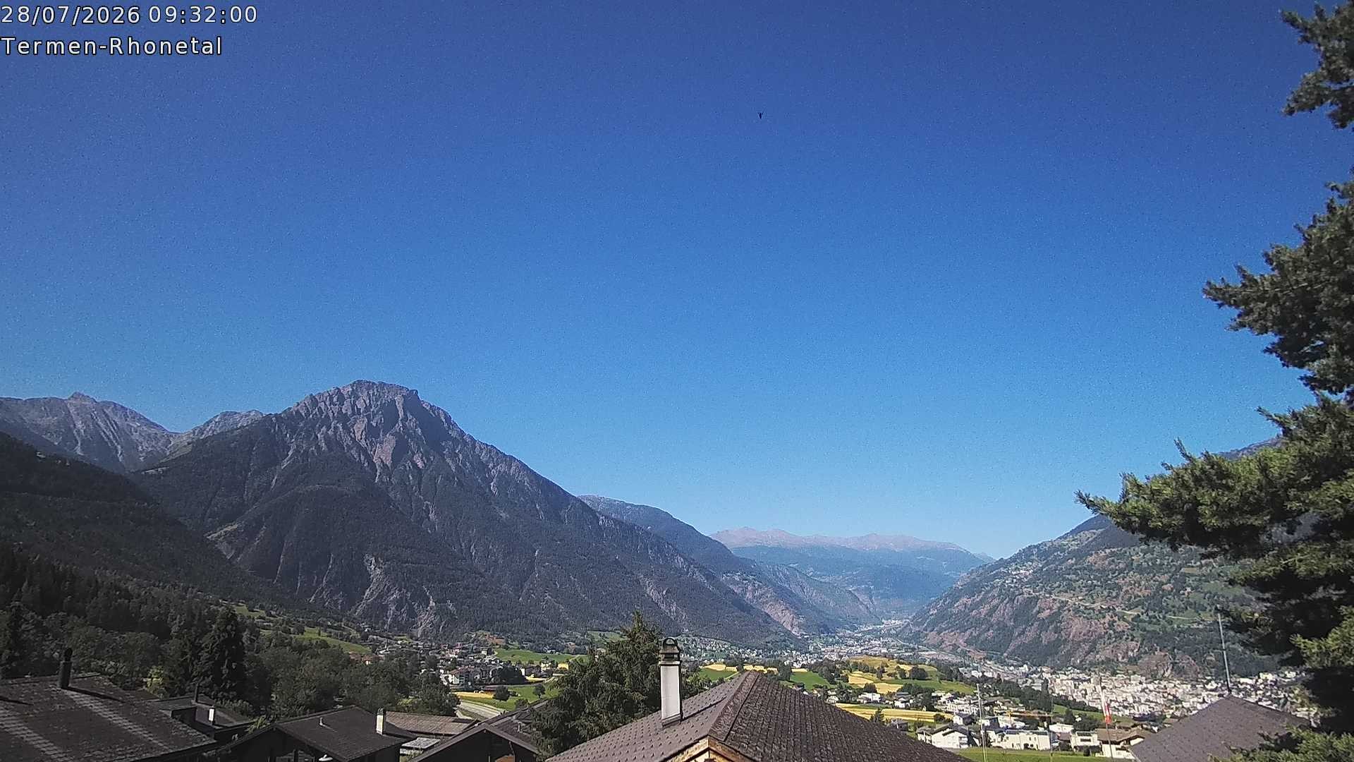 Archiv Foto Webcam Termen: Blick Richtung Süden ins Rhonetal