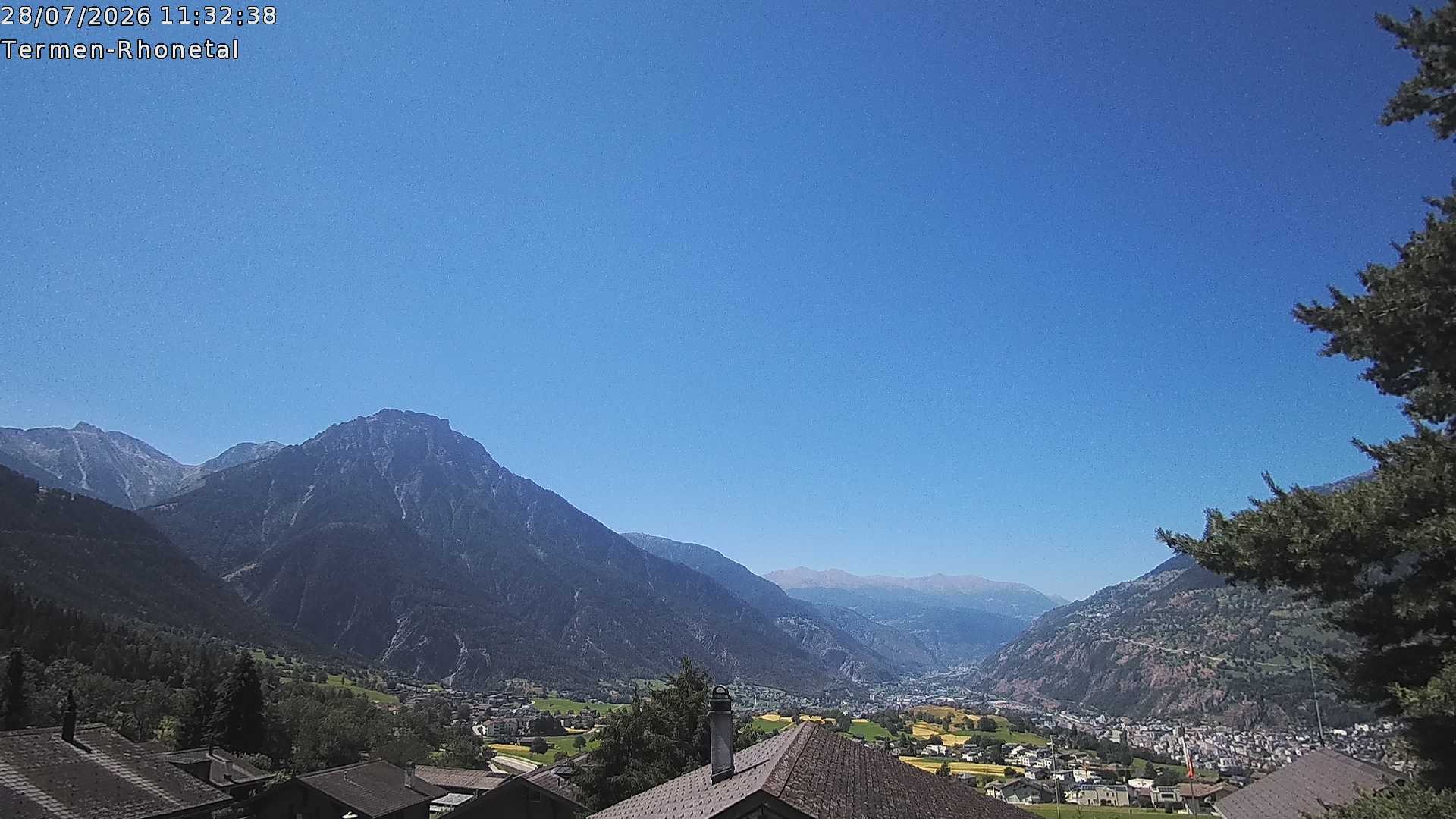 Archiv Foto Webcam Termen: Blick Richtung Süden ins Rhonetal