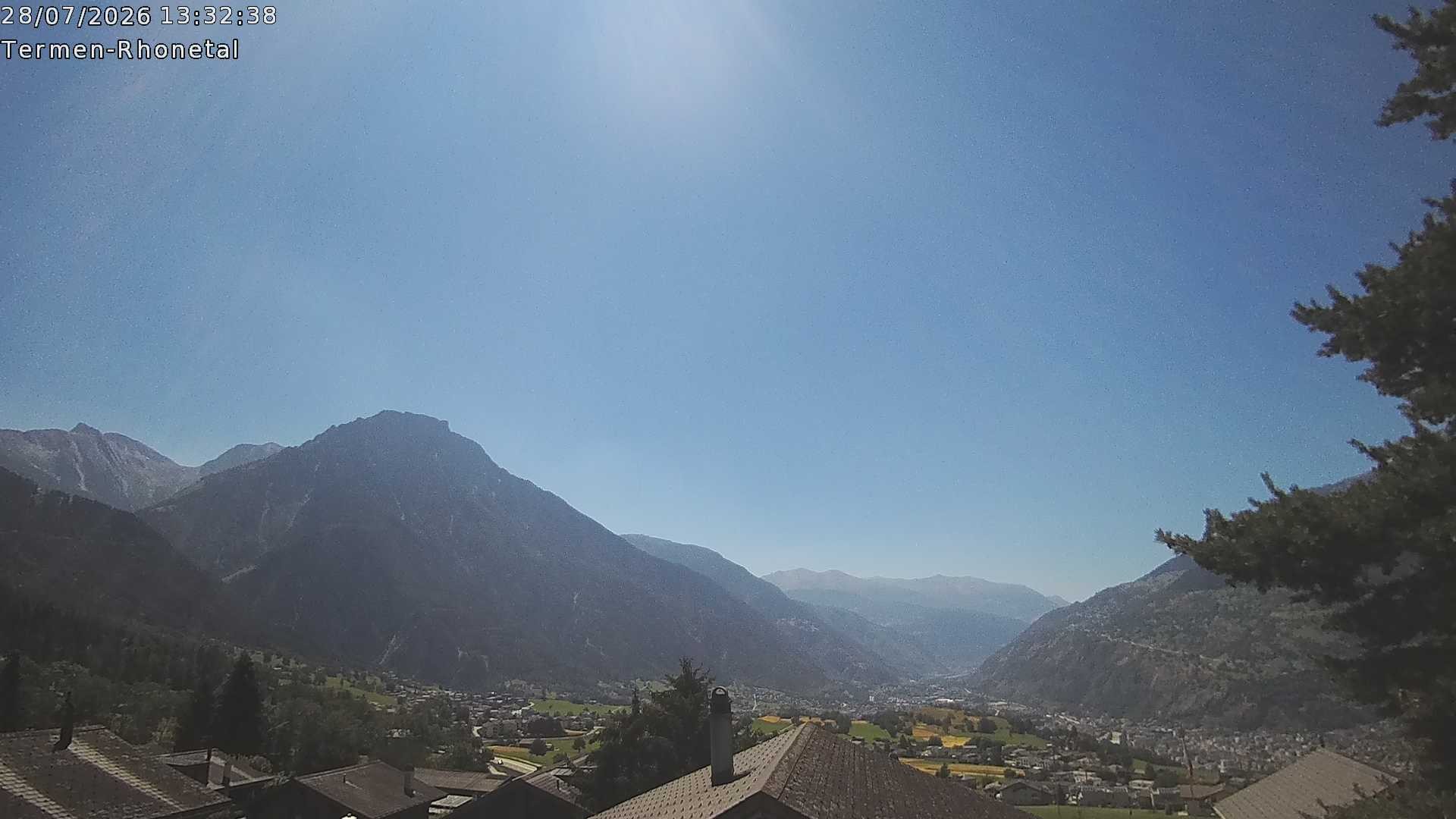 Archiv Foto Webcam Termen: Blick Richtung Süden ins Rhonetal