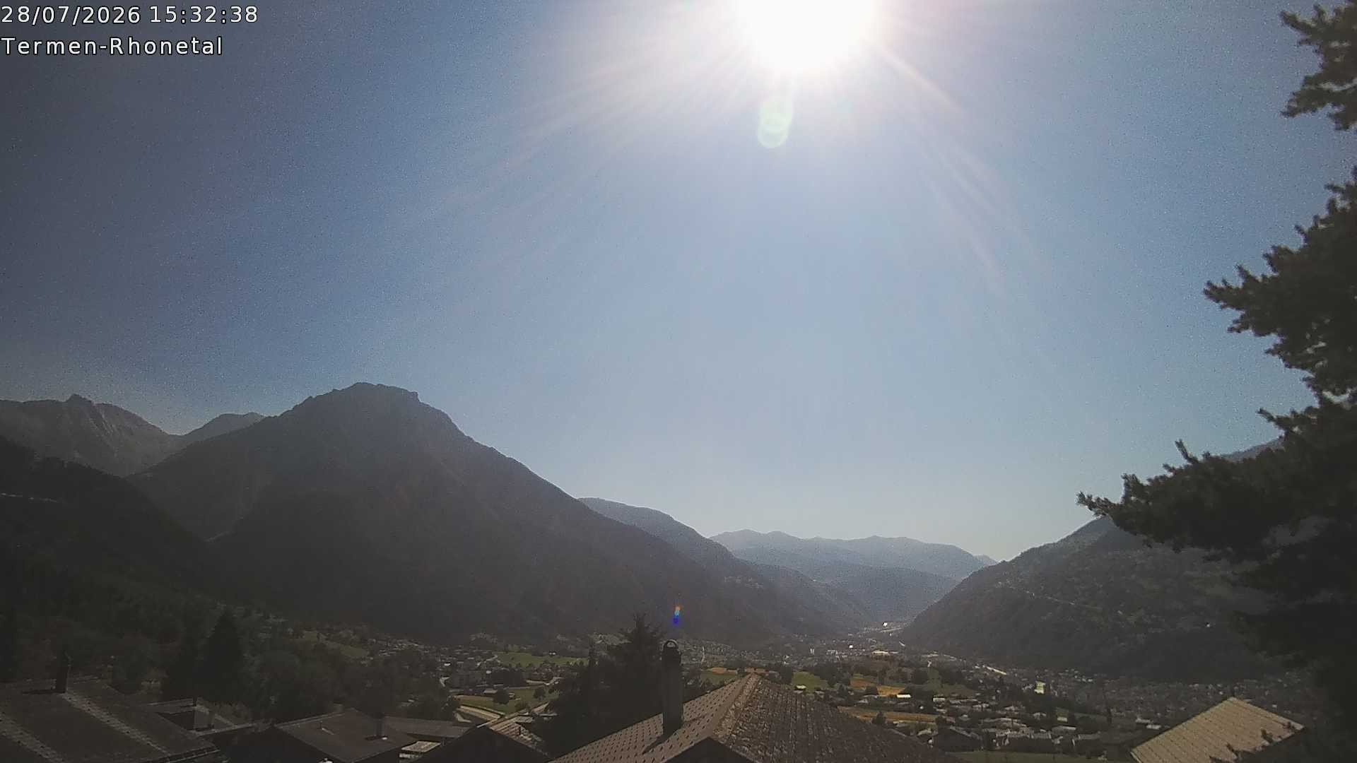 Archiv Foto Webcam Termen: Blick Richtung Süden ins Rhonetal