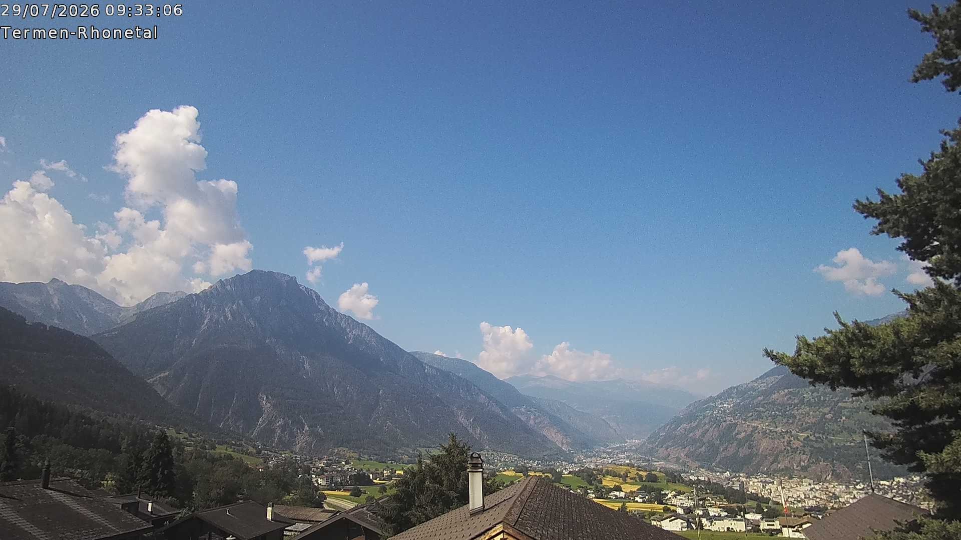 Archiv Foto Webcam Termen: Blick Richtung Süden ins Rhonetal