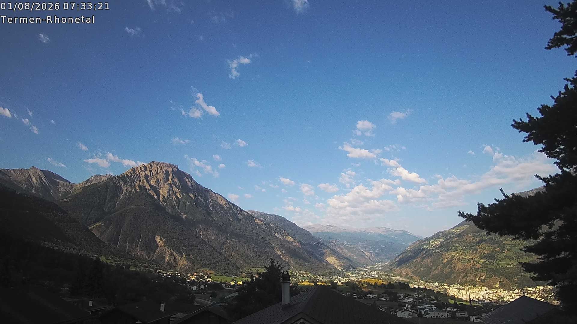 Archiv Foto Webcam Termen: Blick Richtung Süden ins Rhonetal