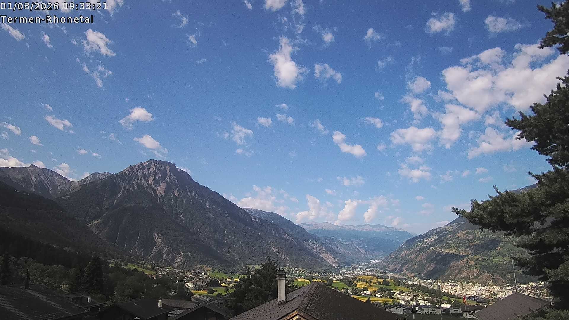 Archiv Foto Webcam Termen: Blick Richtung Süden ins Rhonetal