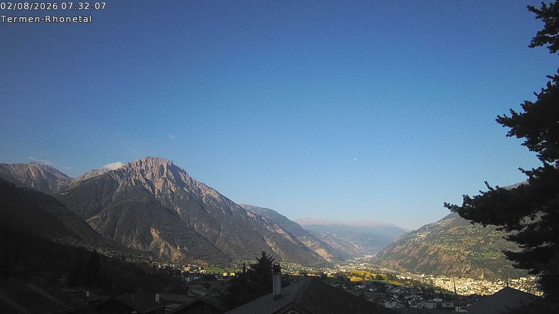 Archiv Foto Webcam Termen: Blick Richtung Süden ins Rhonetal