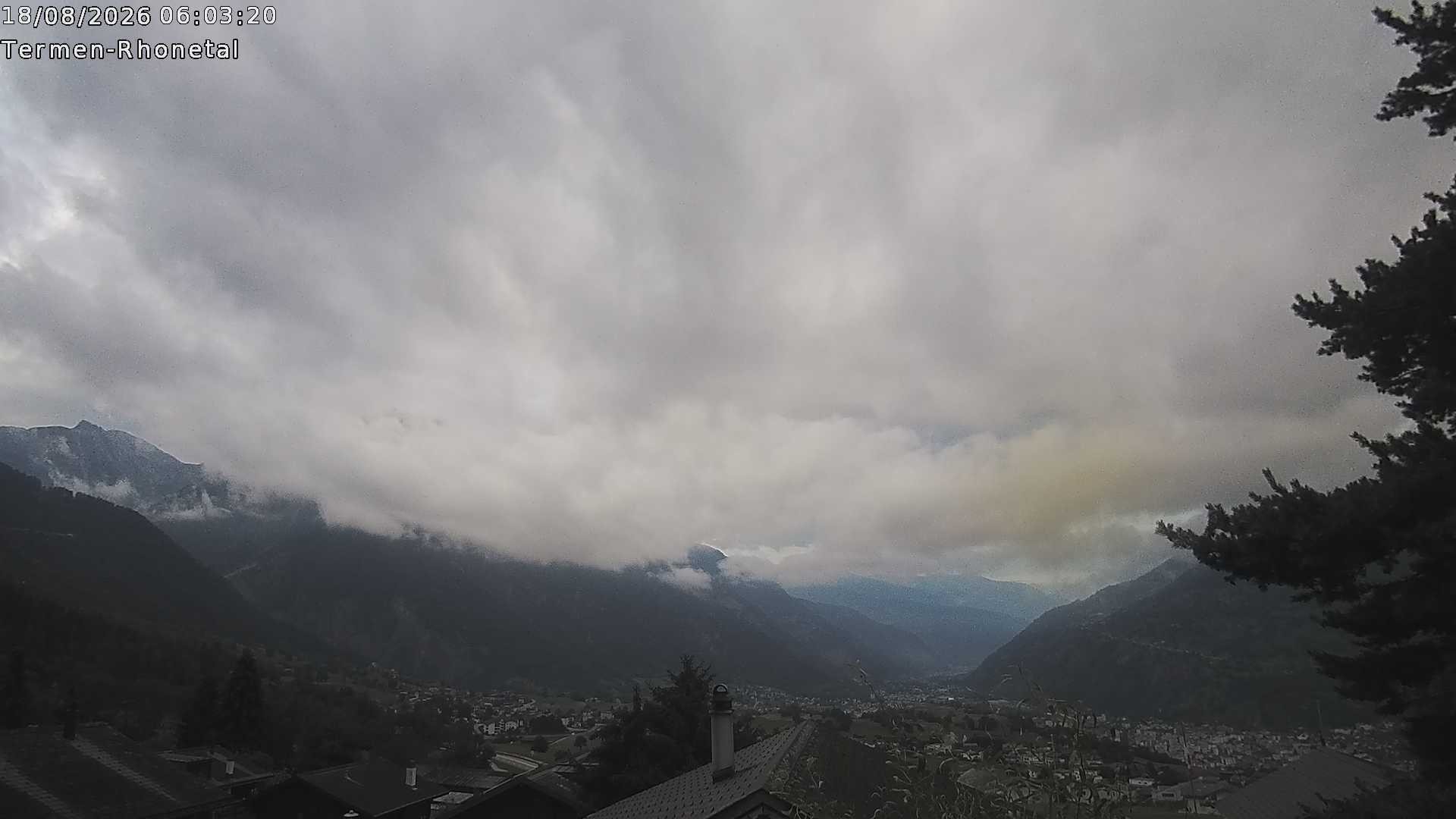 Archiv Foto Webcam Termen: Blick Richtung Süden ins Rhonetal