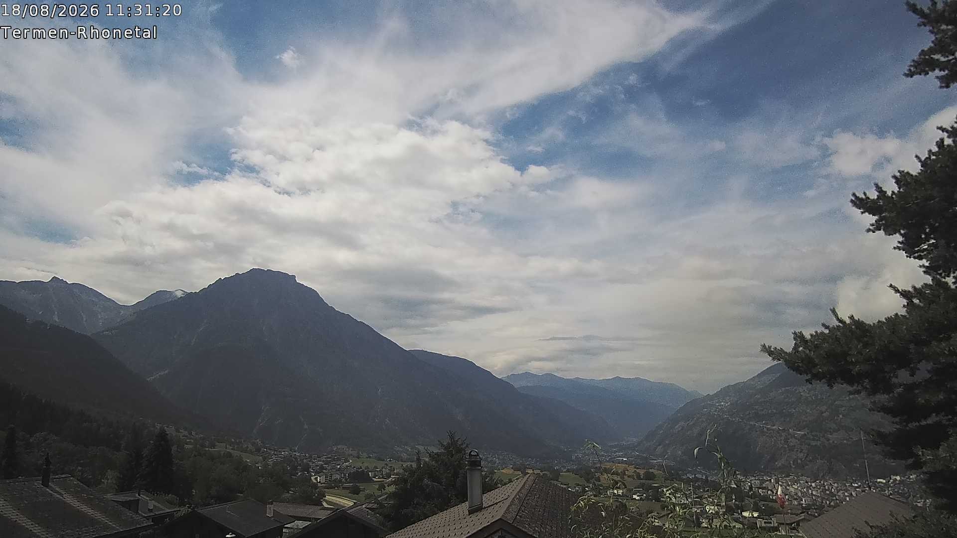 Archiv Foto Webcam Termen: Blick Richtung Süden ins Rhonetal