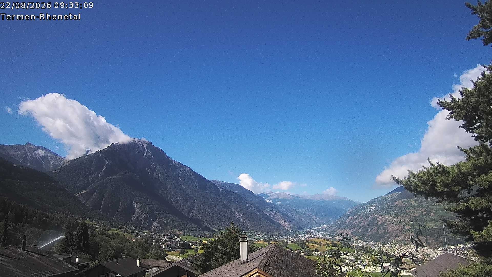 Archiv Foto Webcam Termen: Blick Richtung Süden ins Rhonetal