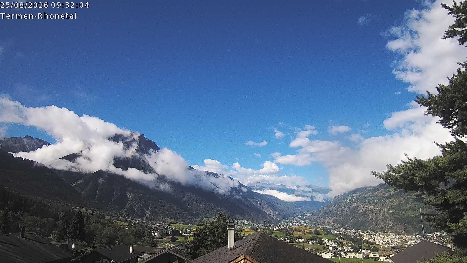 Archiv Foto Webcam Termen: Blick Richtung Süden ins Rhonetal