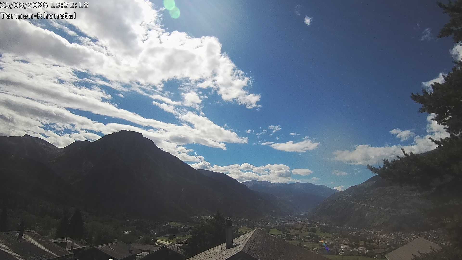 Archiv Foto Webcam Termen: Blick Richtung Süden ins Rhonetal