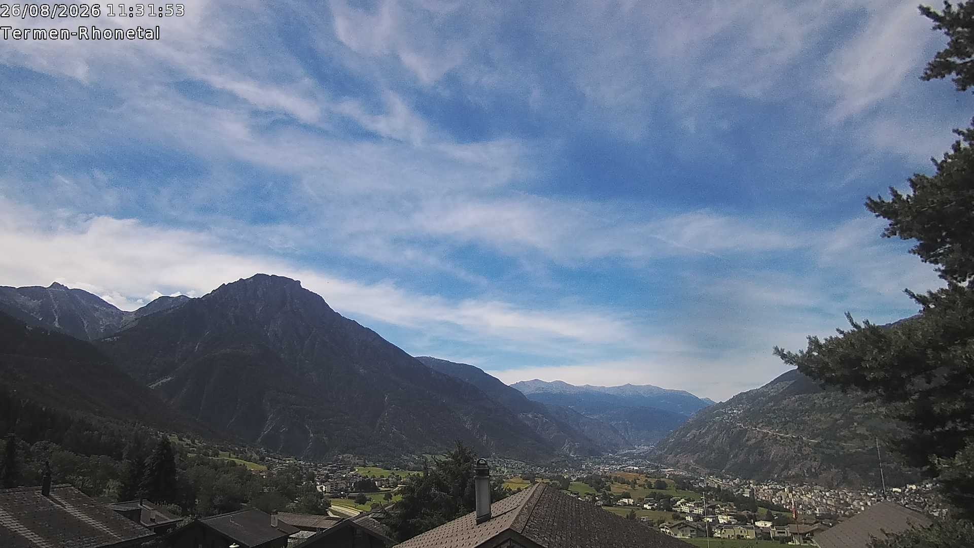 Archiv Foto Webcam Termen: Blick Richtung Süden ins Rhonetal