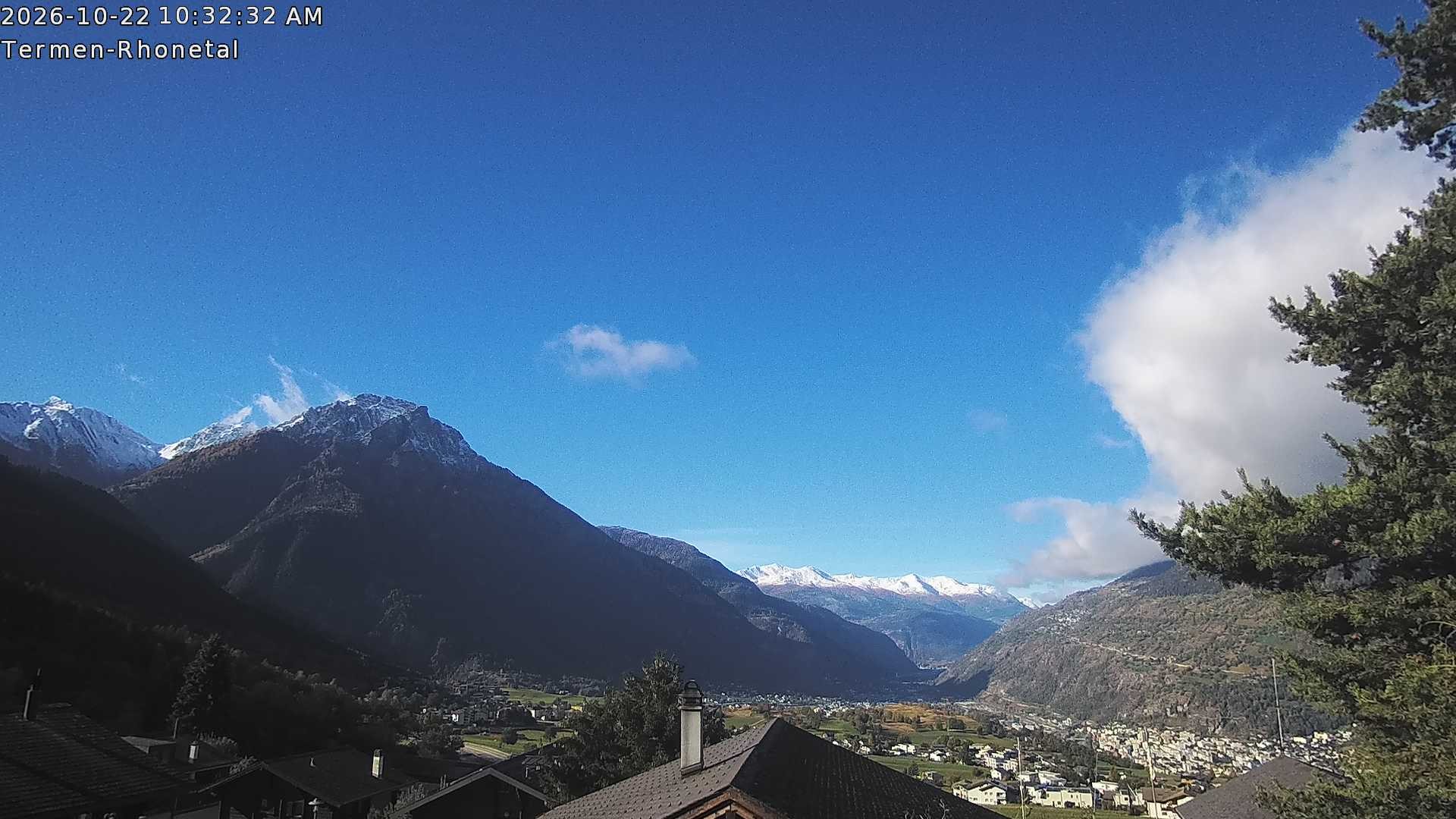 Archiv Foto Webcam Termen: Blick Richtung Süden ins Rhonetal