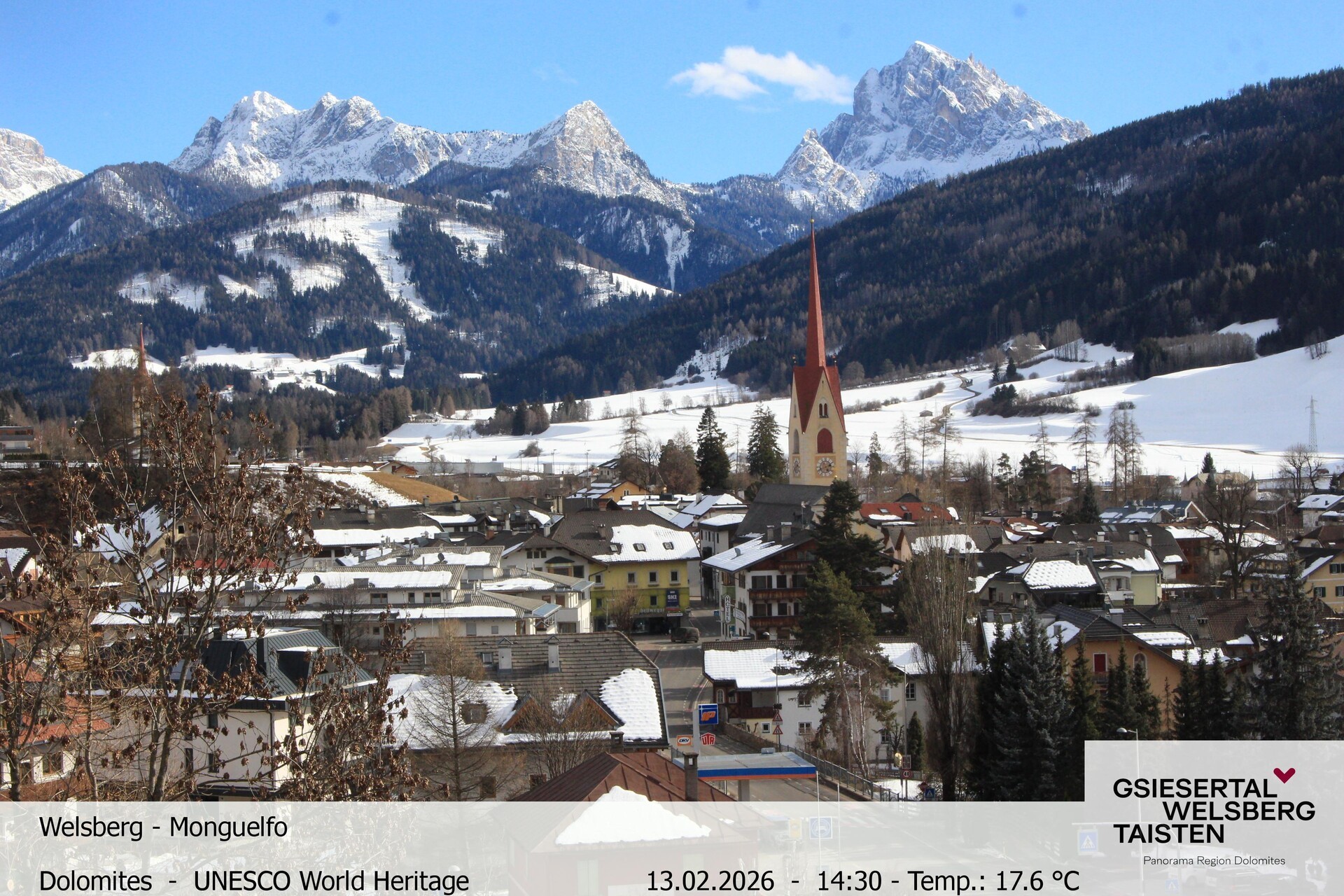 Archiv Foto Webcam Sicht auf Welsberg (Gsieser Tal, Südtirol)