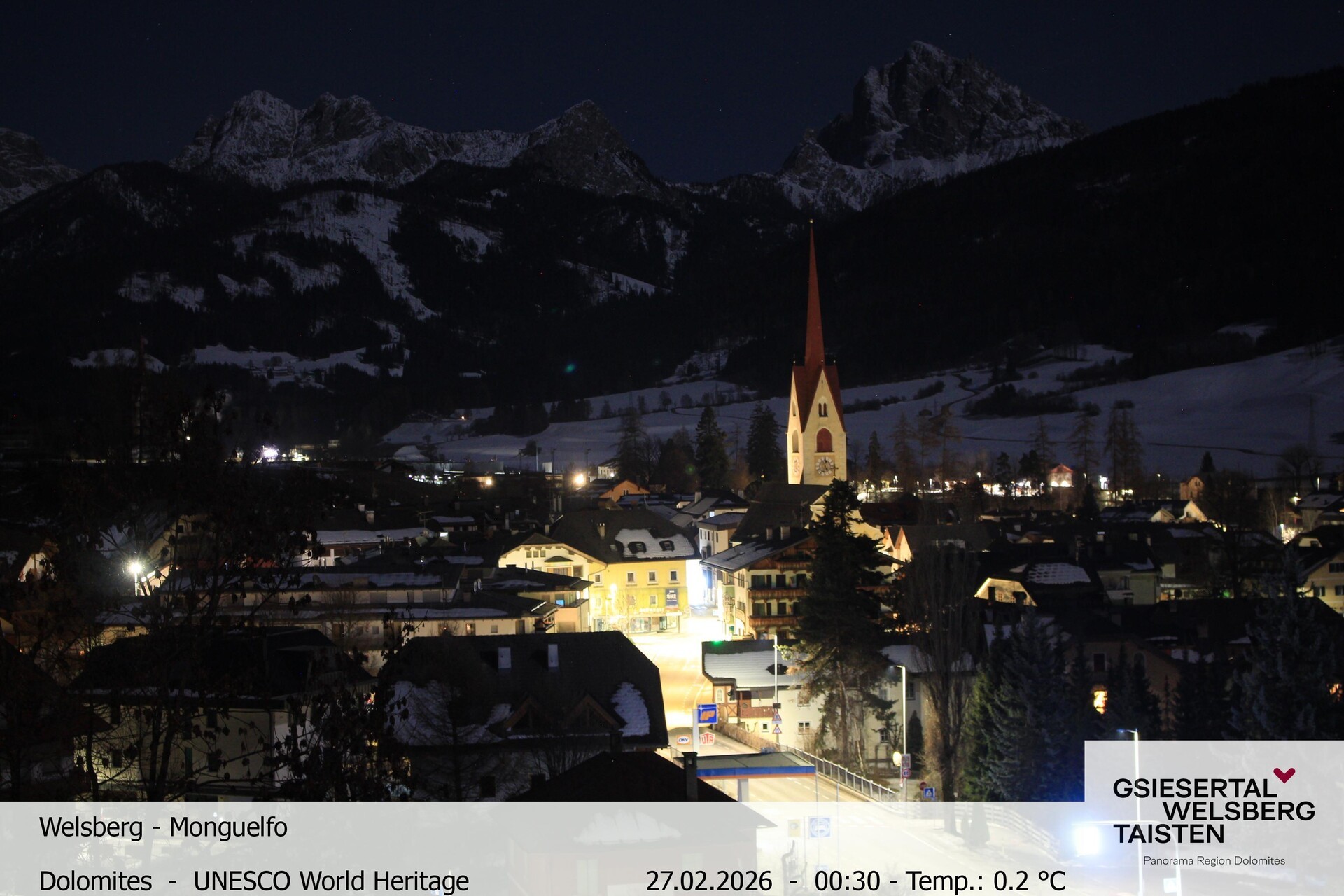 Archived image Webcam View towards Welsberg (Gsieser Valley, South Tyrol)