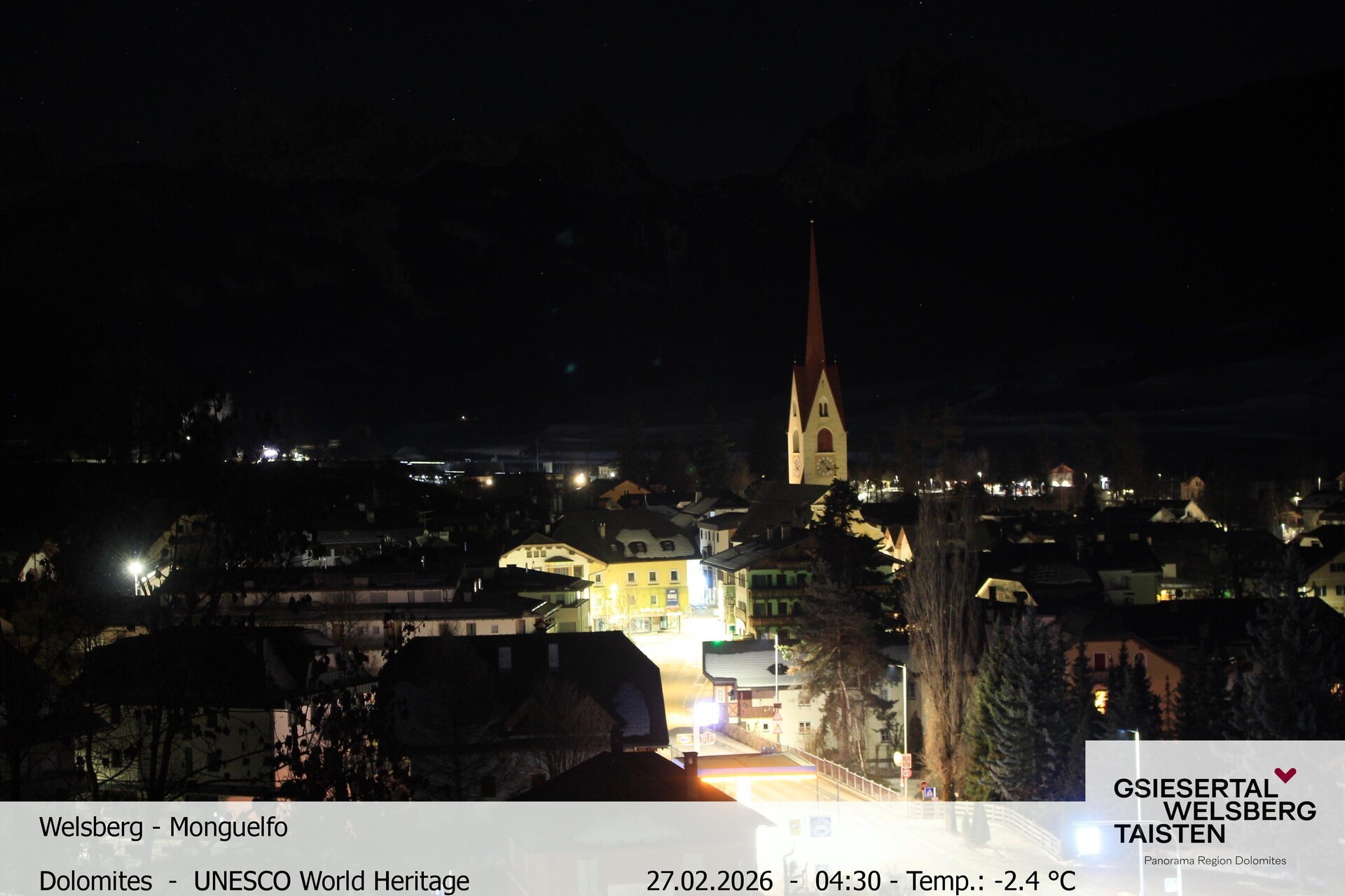 Archived image Webcam View towards Welsberg (Gsieser Valley, South Tyrol)