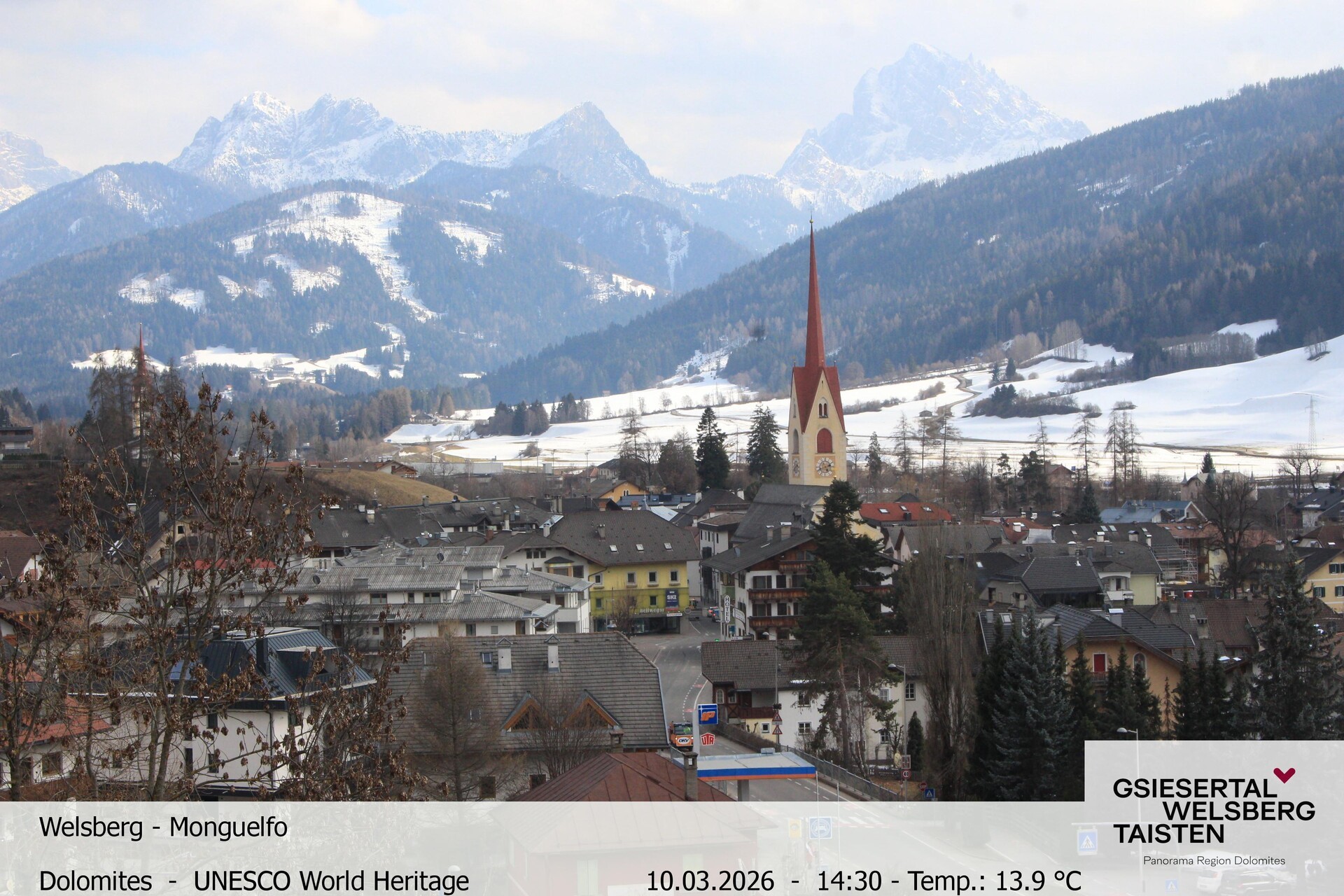 Archiv Foto Webcam Sicht auf Welsberg (Gsieser Tal, Südtirol)