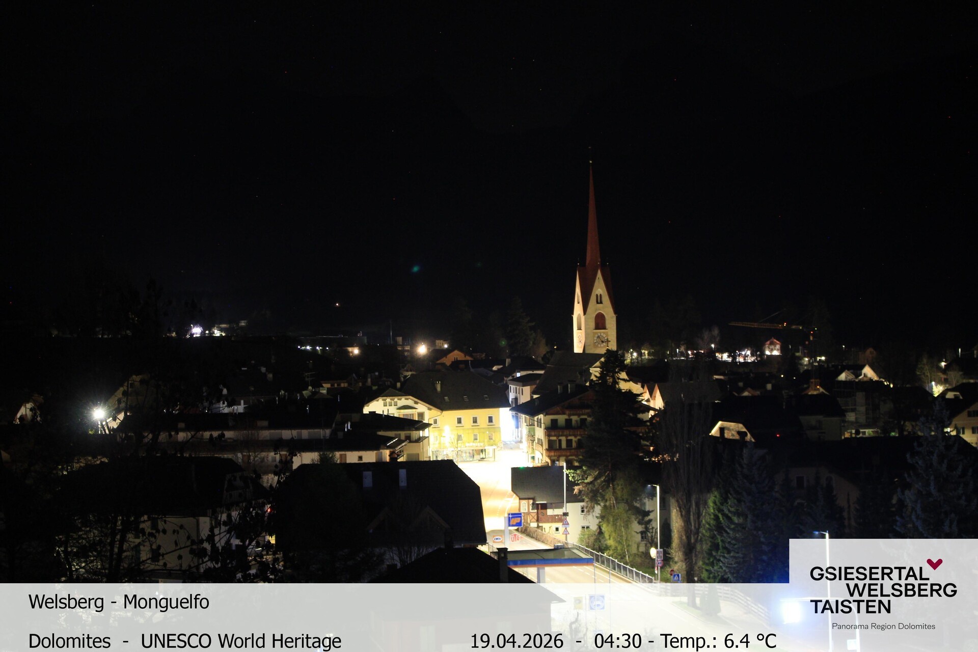 Archived image Webcam View towards Welsberg (Gsieser Valley, South Tyrol)
