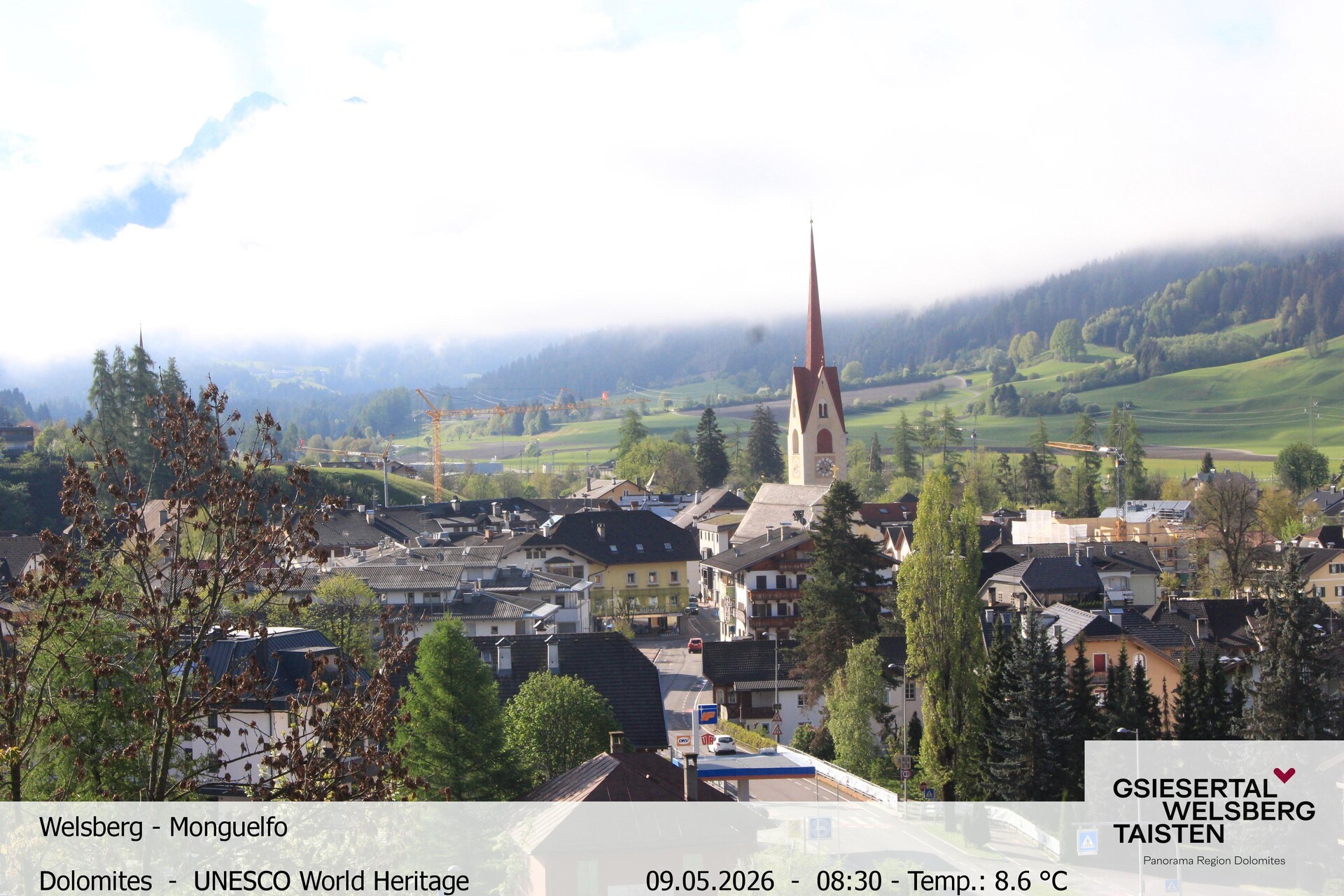 Archived image Webcam View towards Welsberg (Gsieser Valley, South Tyrol)