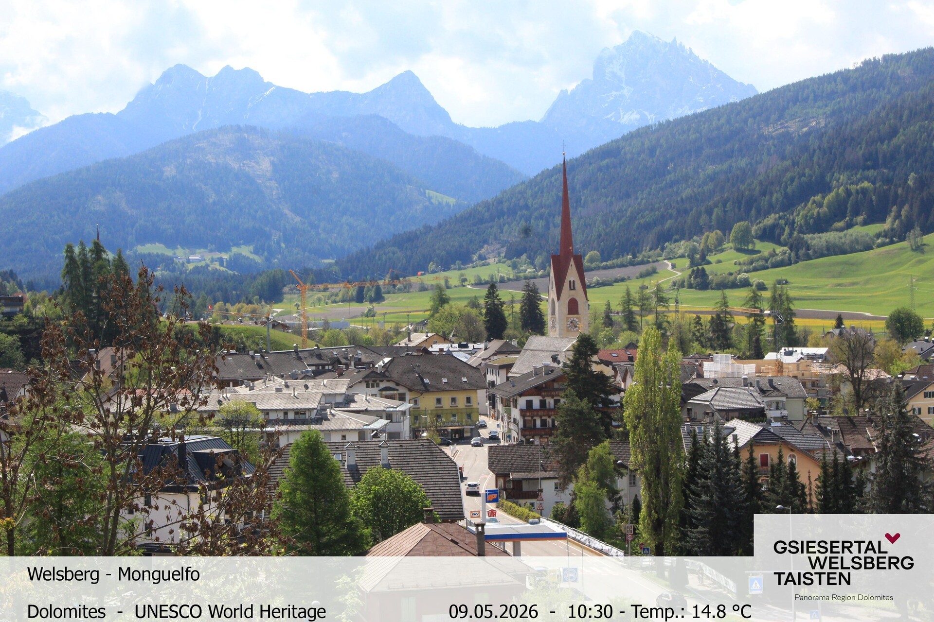 Archived image Webcam View towards Welsberg (Gsieser Valley, South Tyrol)