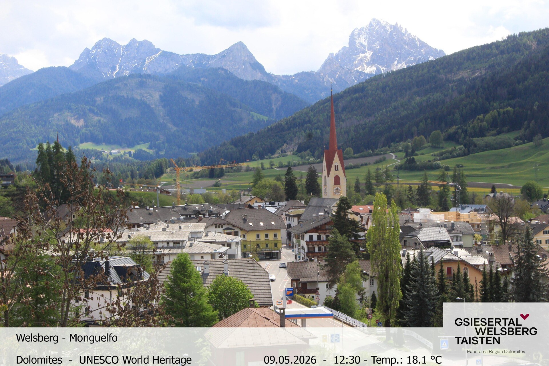Archived image Webcam View towards Welsberg (Gsieser Valley, South Tyrol)