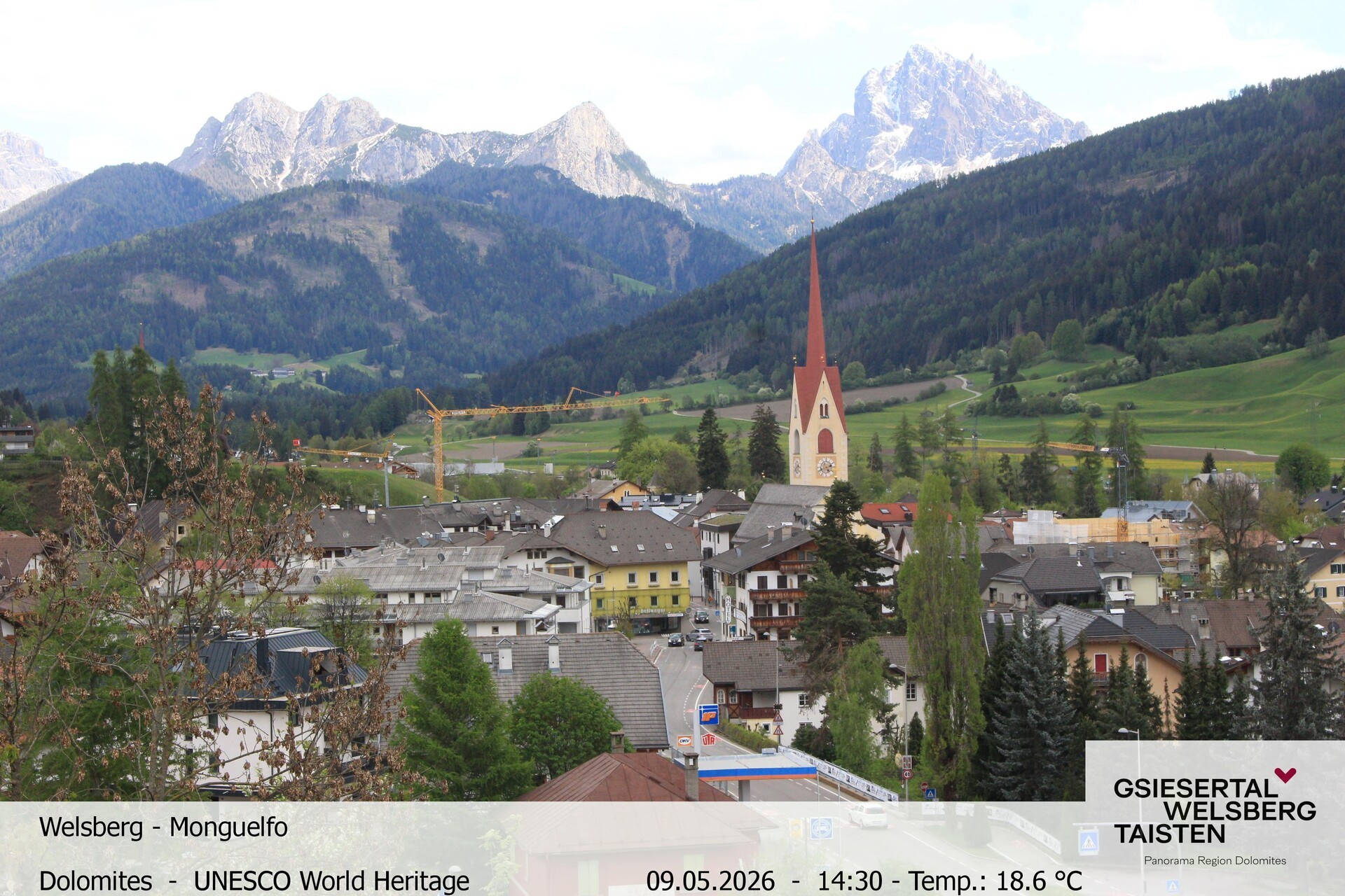 Archived image Webcam View towards Welsberg (Gsieser Valley, South Tyrol)