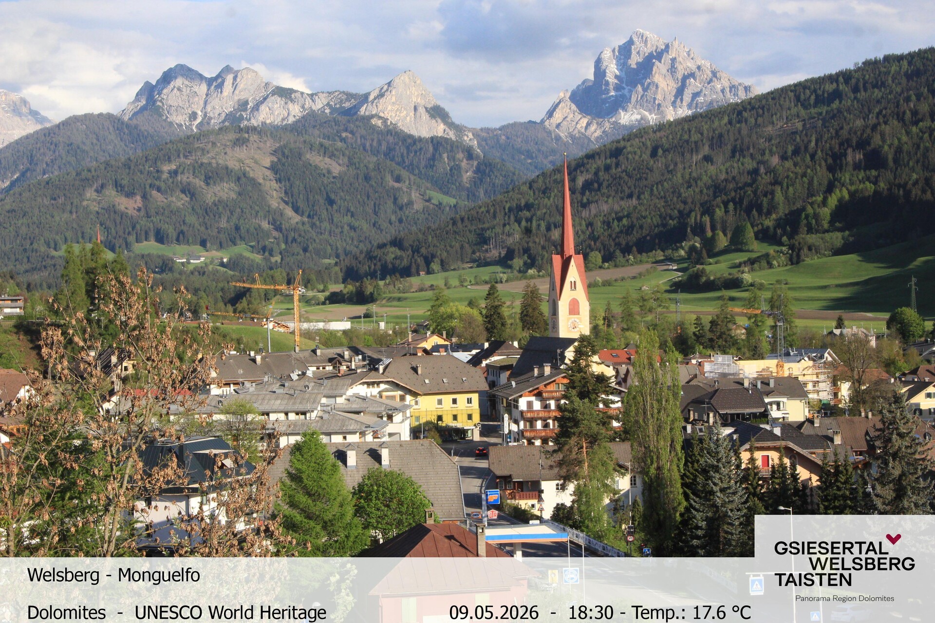 Archived image Webcam View towards Welsberg (Gsieser Valley, South Tyrol)