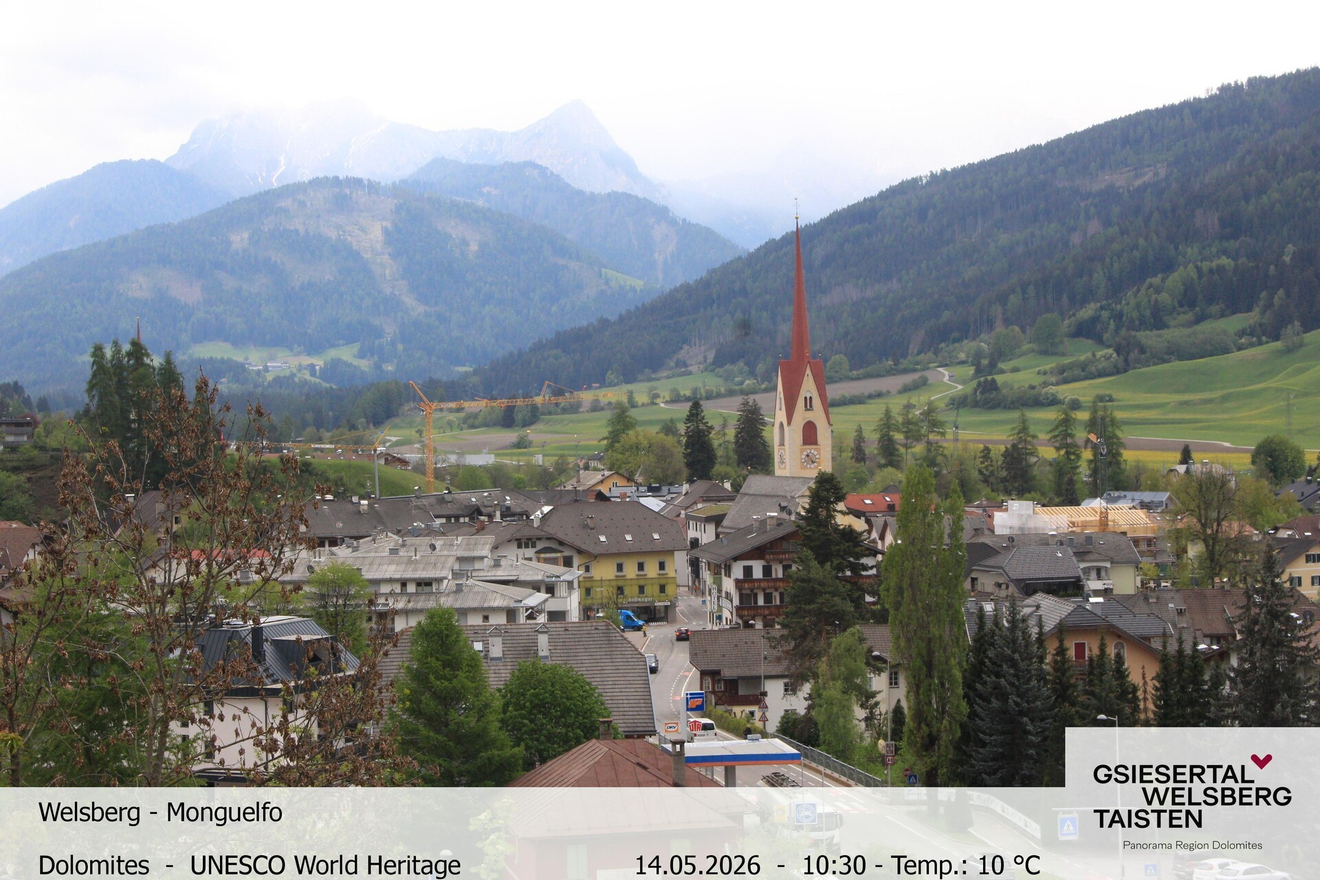 Archived image Webcam View towards Welsberg (Gsieser Valley, South Tyrol)