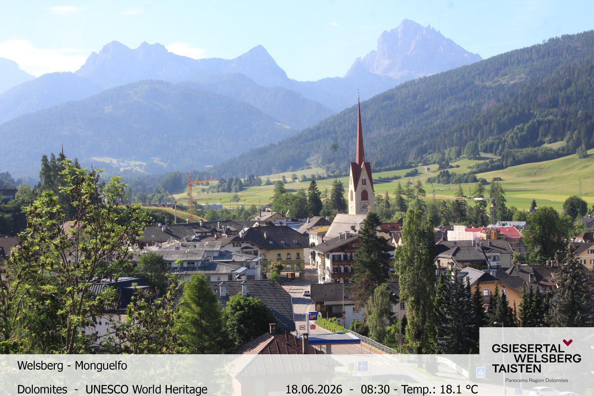 Archived image Webcam View towards Welsberg (Gsieser Valley, South Tyrol)