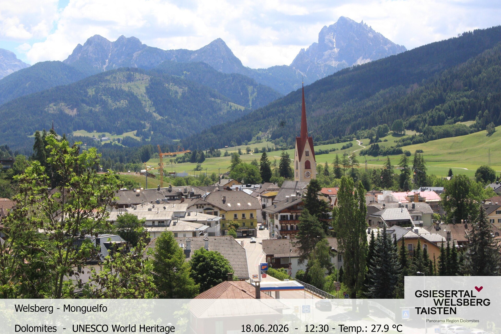 Archived image Webcam View towards Welsberg (Gsieser Valley, South Tyrol)