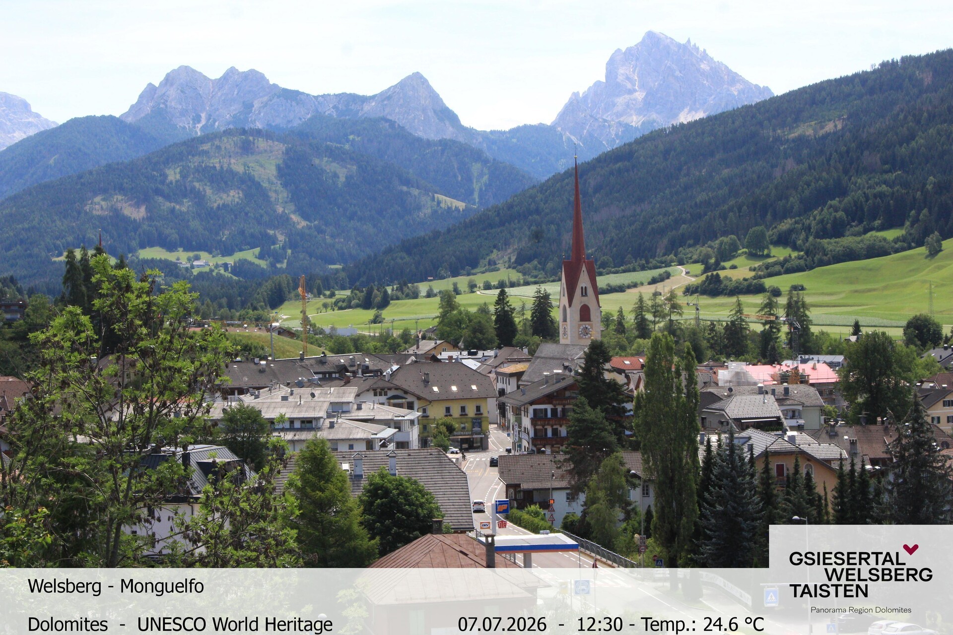 Archiv Foto Webcam Sicht auf Welsberg (Gsieser Tal, Südtirol)