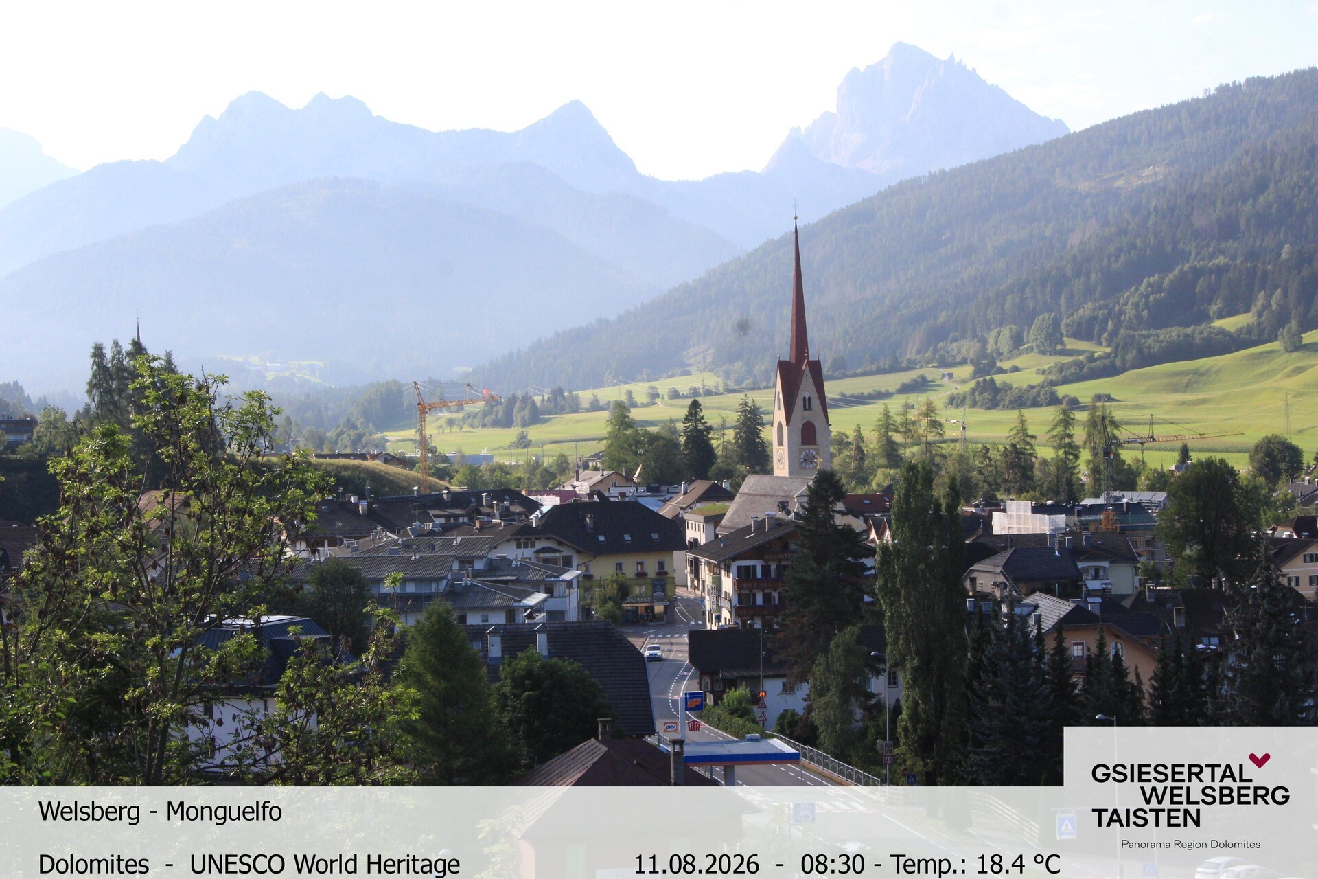 Archived image Webcam View towards Welsberg (Gsieser Valley, South Tyrol)