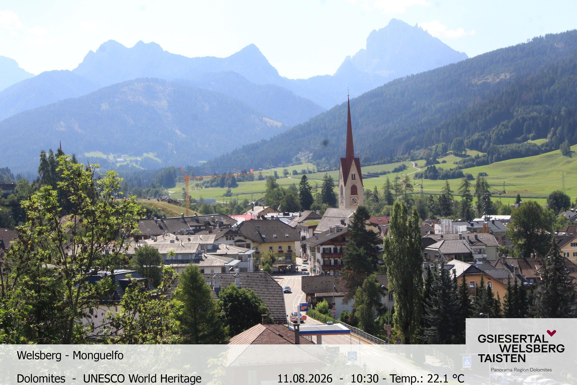 Archived image Webcam View towards Welsberg (Gsieser Valley, South Tyrol)
