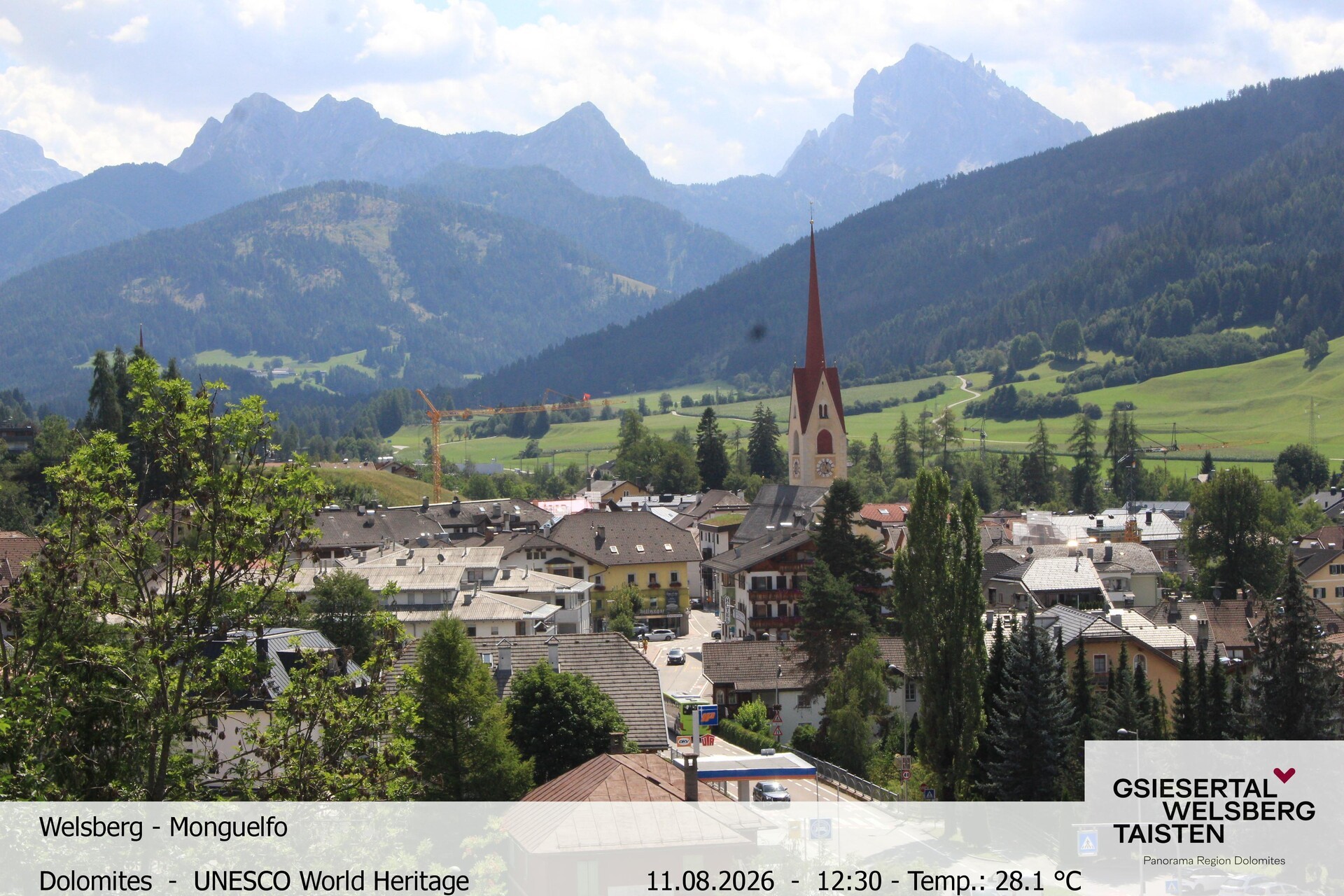 Archived image Webcam View towards Welsberg (Gsieser Valley, South Tyrol)