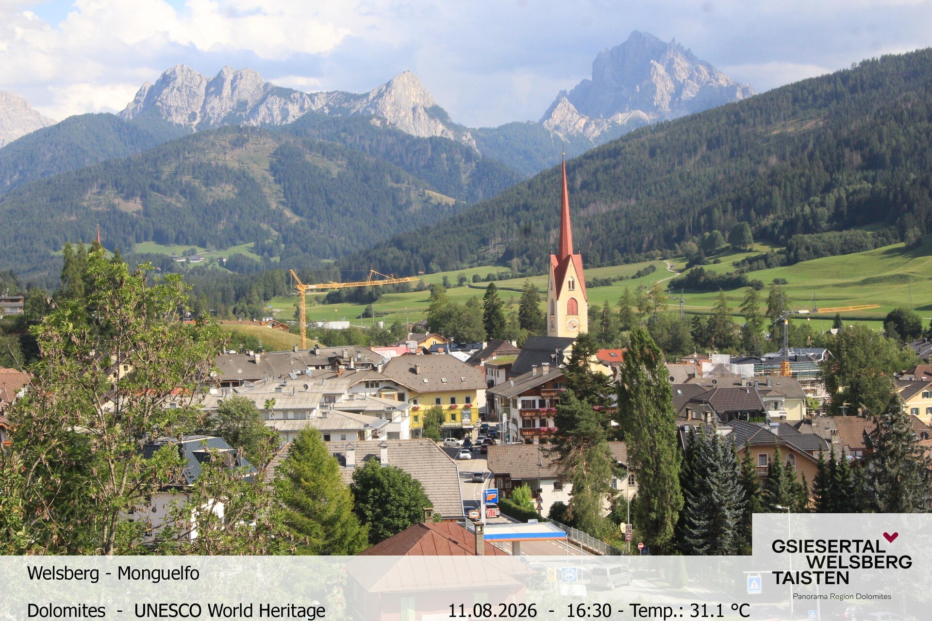 Archived image Webcam View towards Welsberg (Gsieser Valley, South Tyrol)