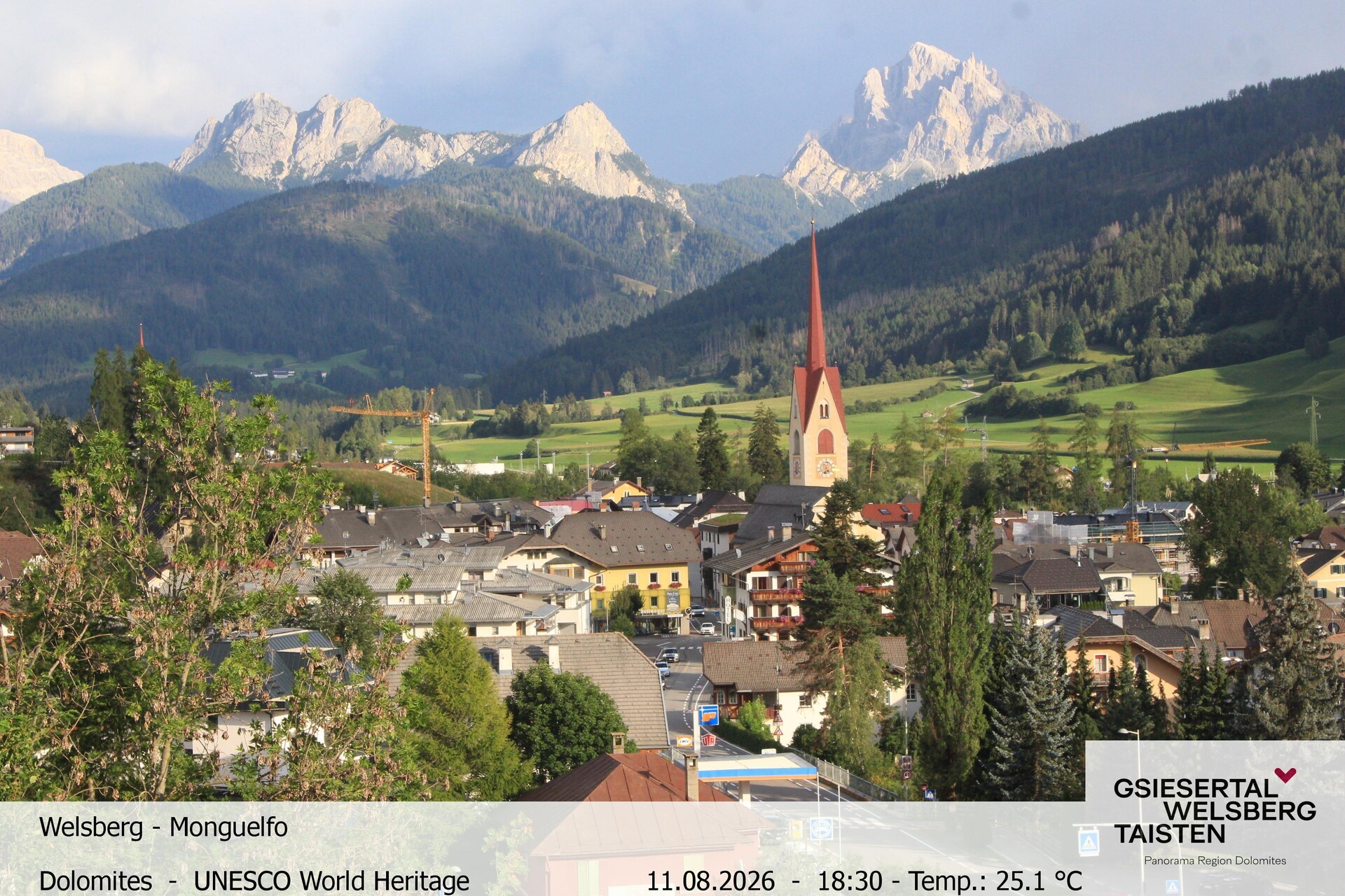 Archived image Webcam View towards Welsberg (Gsieser Valley, South Tyrol)