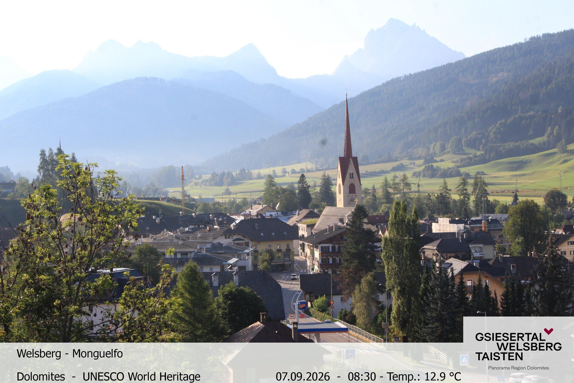 Archiv Foto Webcam Sicht auf Welsberg (Gsieser Tal, Südtirol)