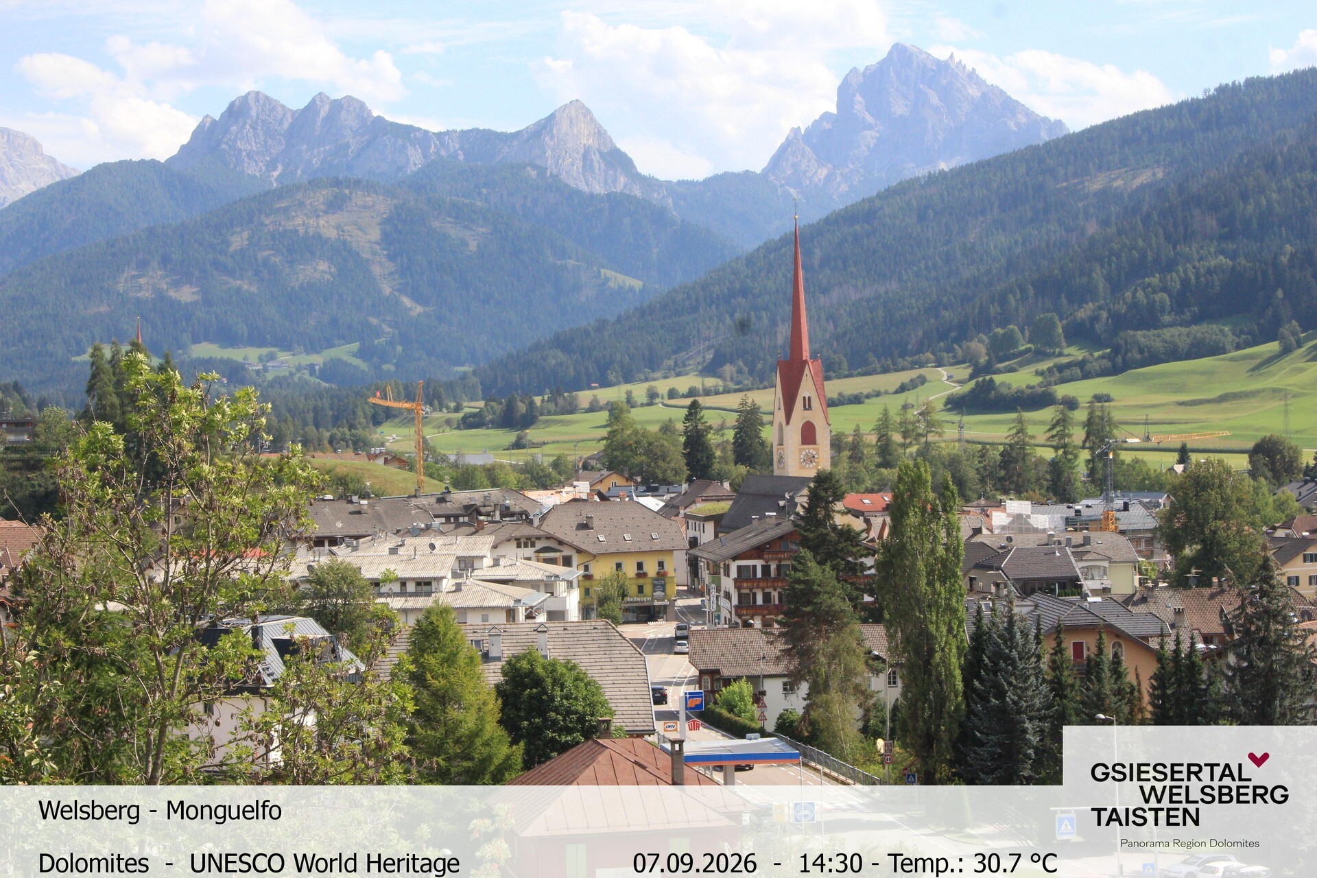 Archiv Foto Webcam Sicht auf Welsberg (Gsieser Tal, Südtirol)