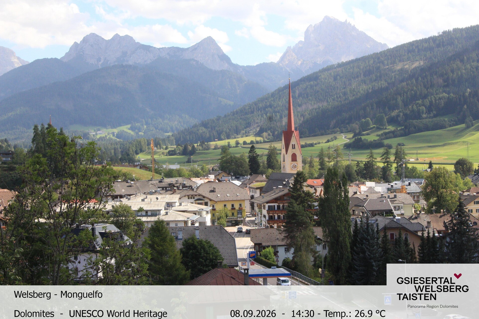 Archiv Foto Webcam Sicht auf Welsberg (Gsieser Tal, Südtirol)