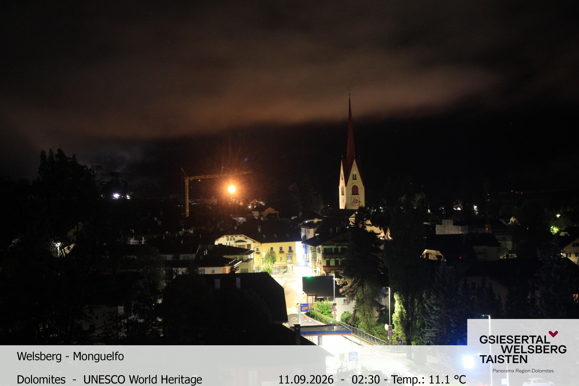 Archived image Webcam View towards Welsberg (Gsieser Valley, South Tyrol)
