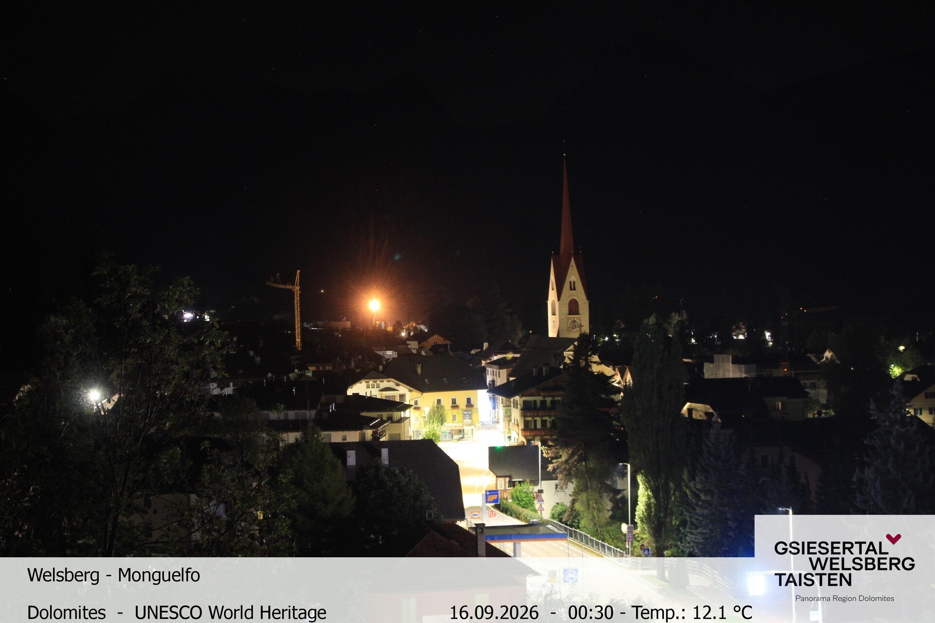 Archived image Webcam View towards Welsberg (Gsieser Valley, South Tyrol)