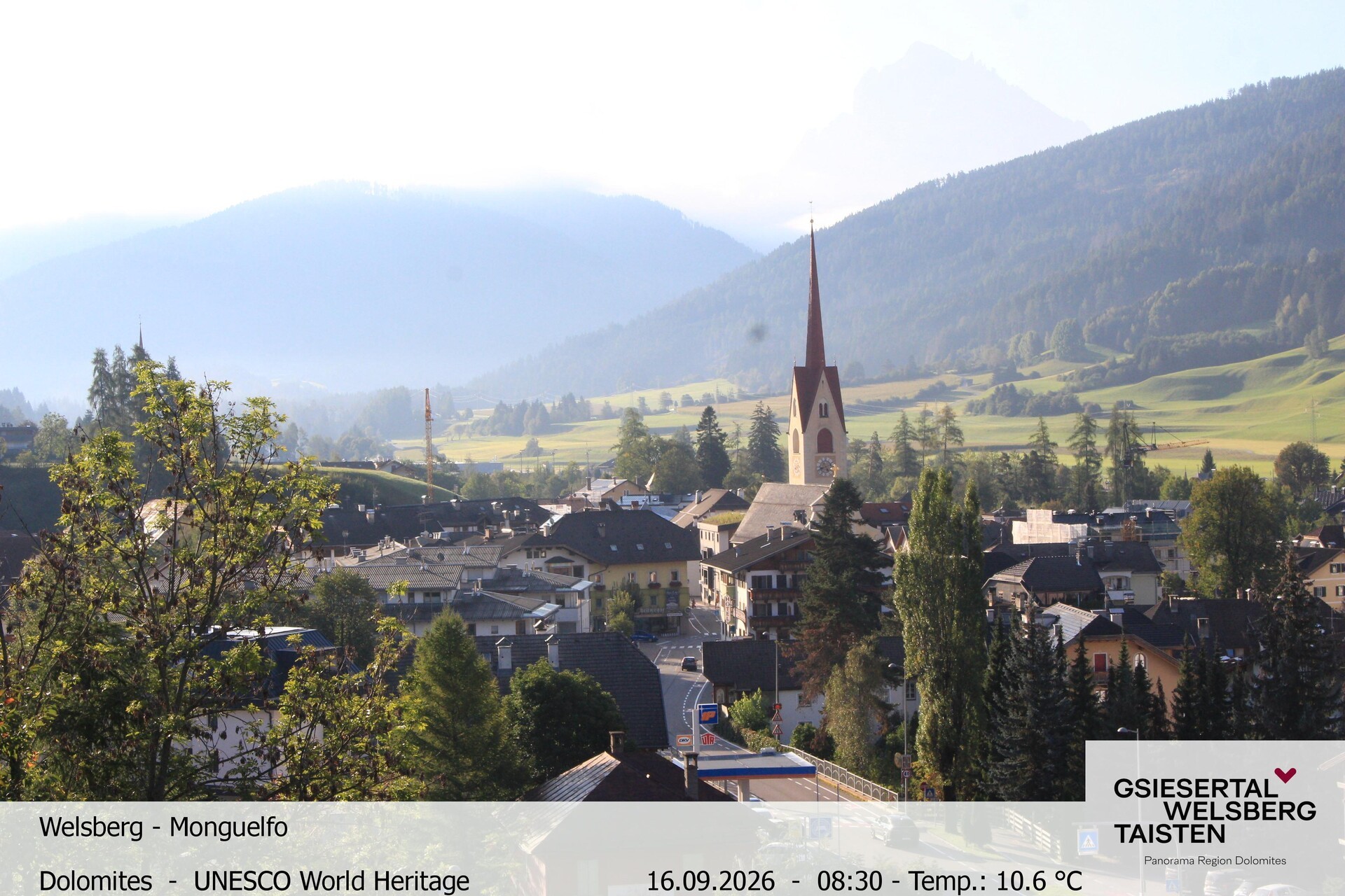 Archived image Webcam View towards Welsberg (Gsieser Valley, South Tyrol)