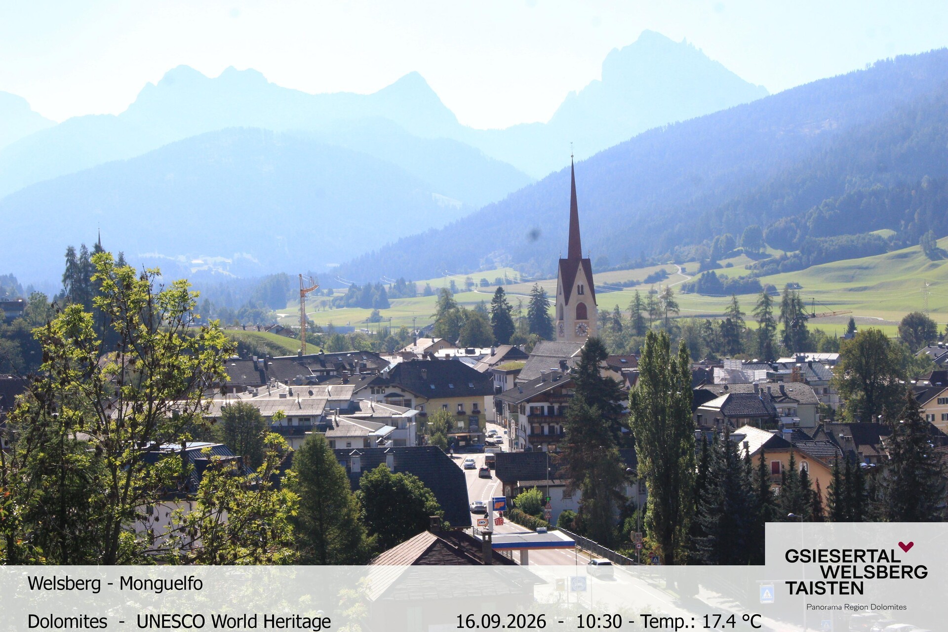 Archived image Webcam View towards Welsberg (Gsieser Valley, South Tyrol)
