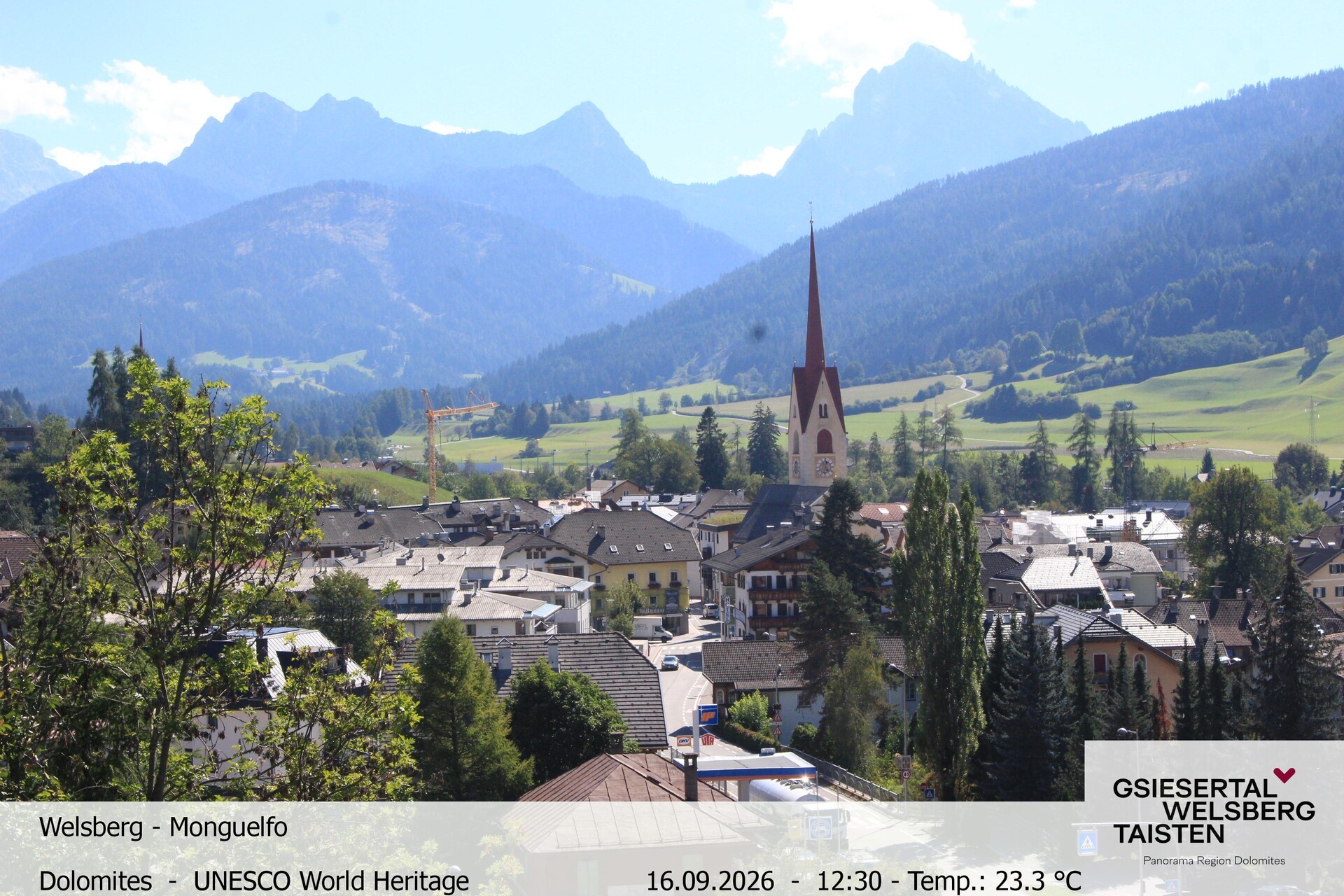 Archived image Webcam View towards Welsberg (Gsieser Valley, South Tyrol)