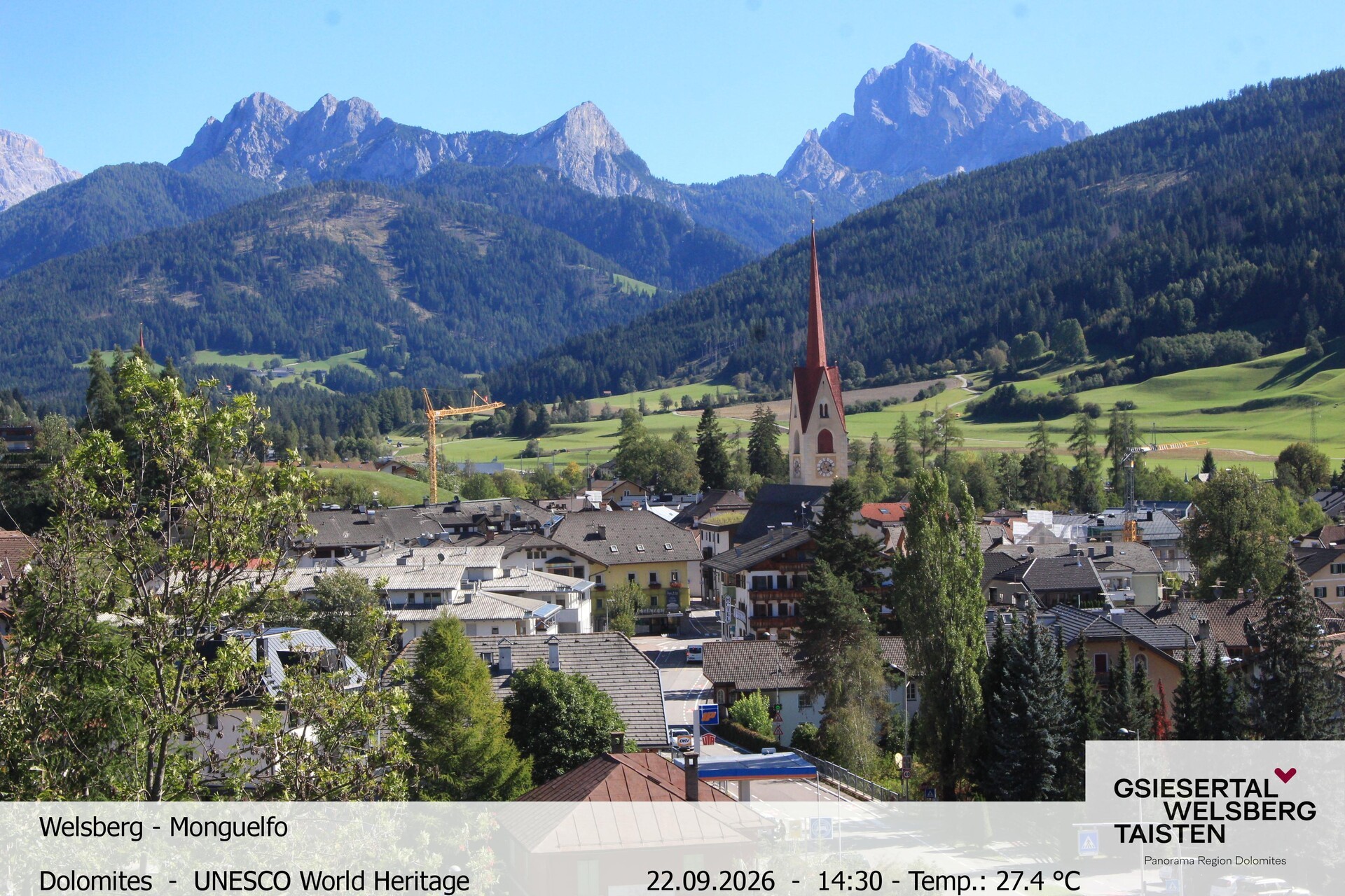 Archiv Foto Webcam Sicht auf Welsberg (Gsieser Tal, Südtirol)