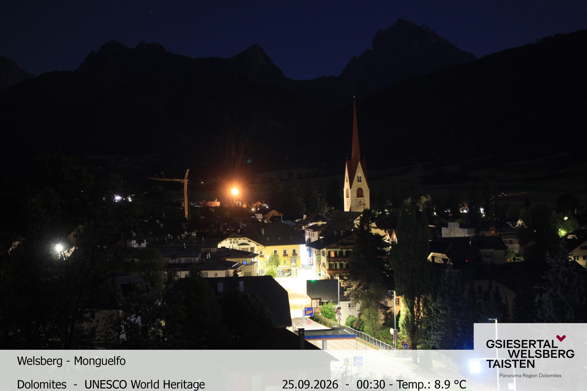 Archived image Webcam View towards Welsberg (Gsieser Valley, South Tyrol)