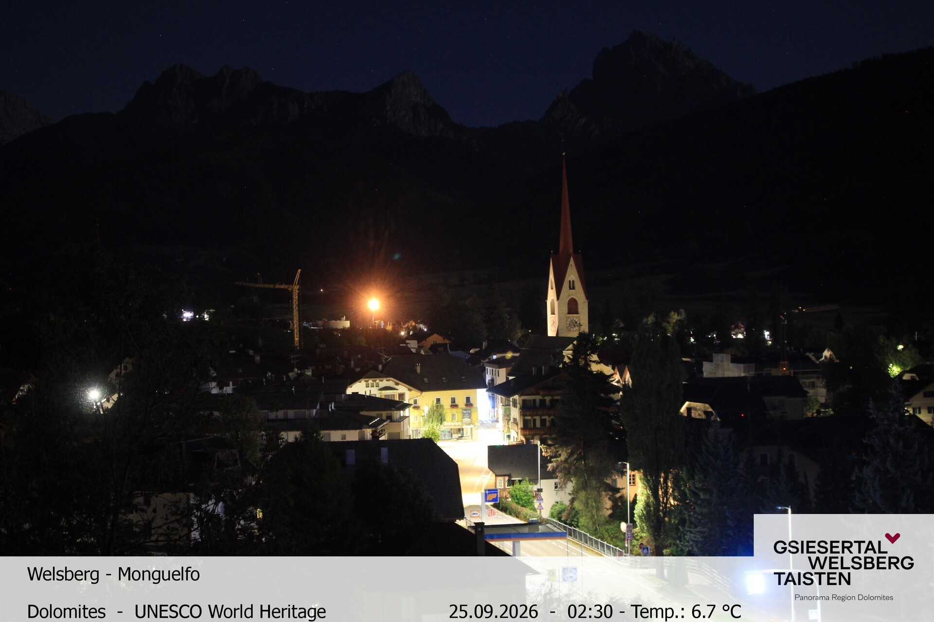 Archived image Webcam View towards Welsberg (Gsieser Valley, South Tyrol)