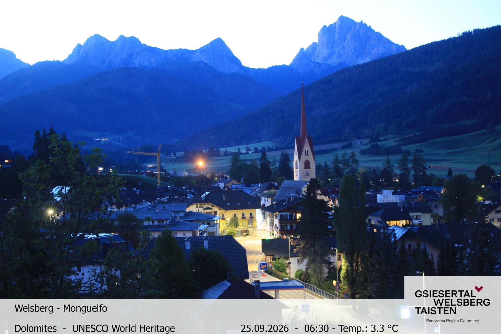 Archived image Webcam View towards Welsberg (Gsieser Valley, South Tyrol)