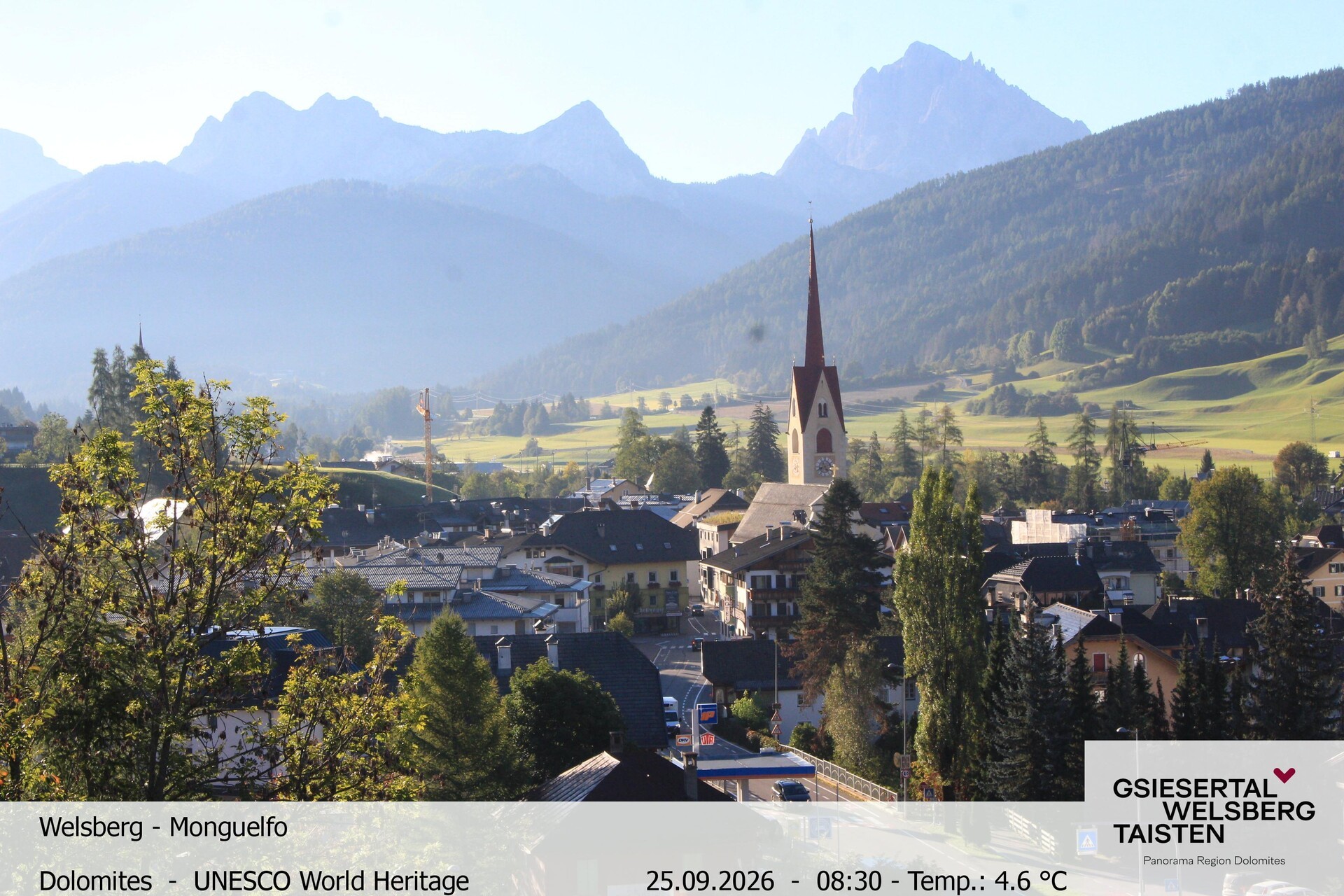 Archived image Webcam View towards Welsberg (Gsieser Valley, South Tyrol)