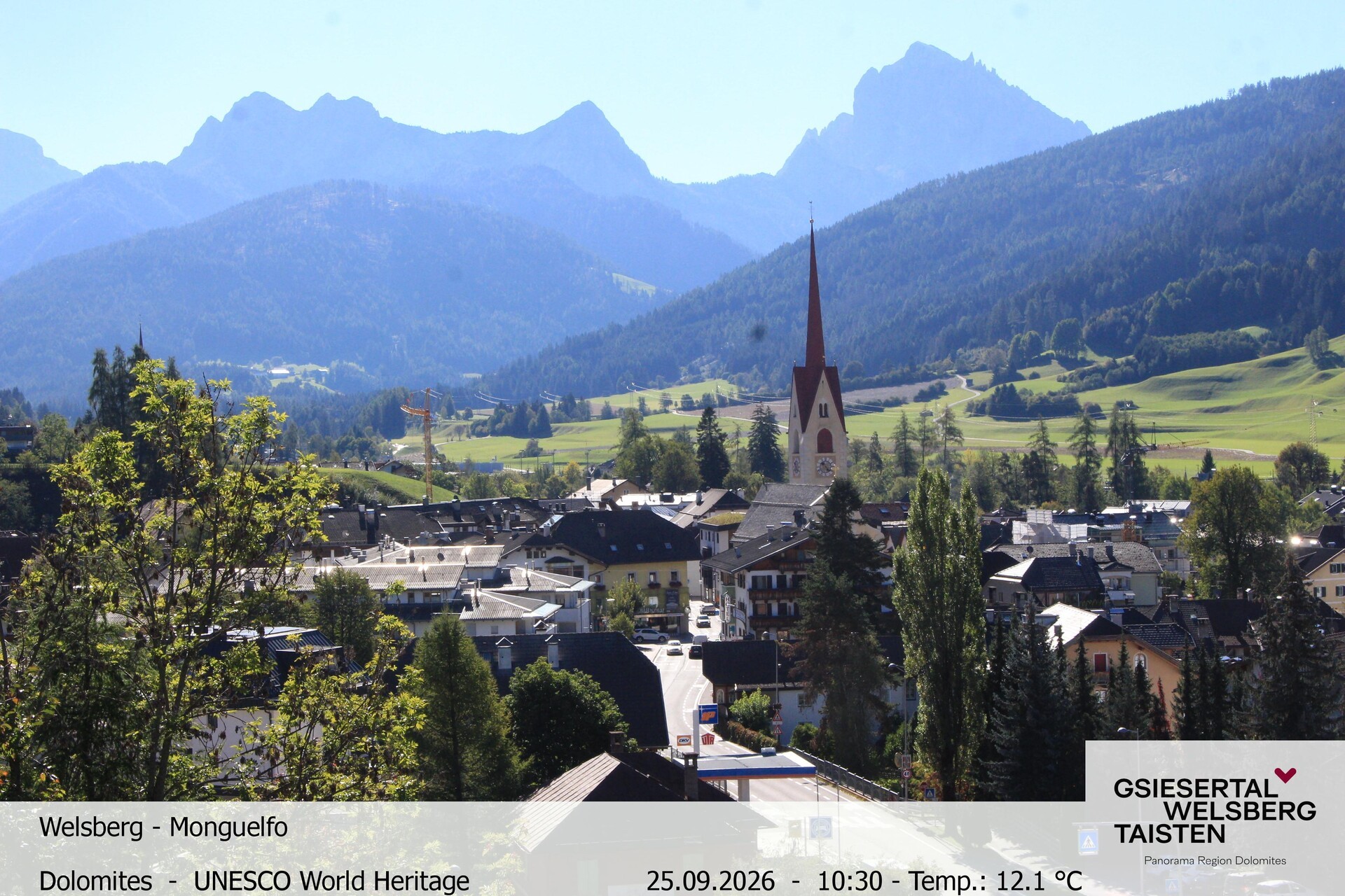 Archived image Webcam View towards Welsberg (Gsieser Valley, South Tyrol)