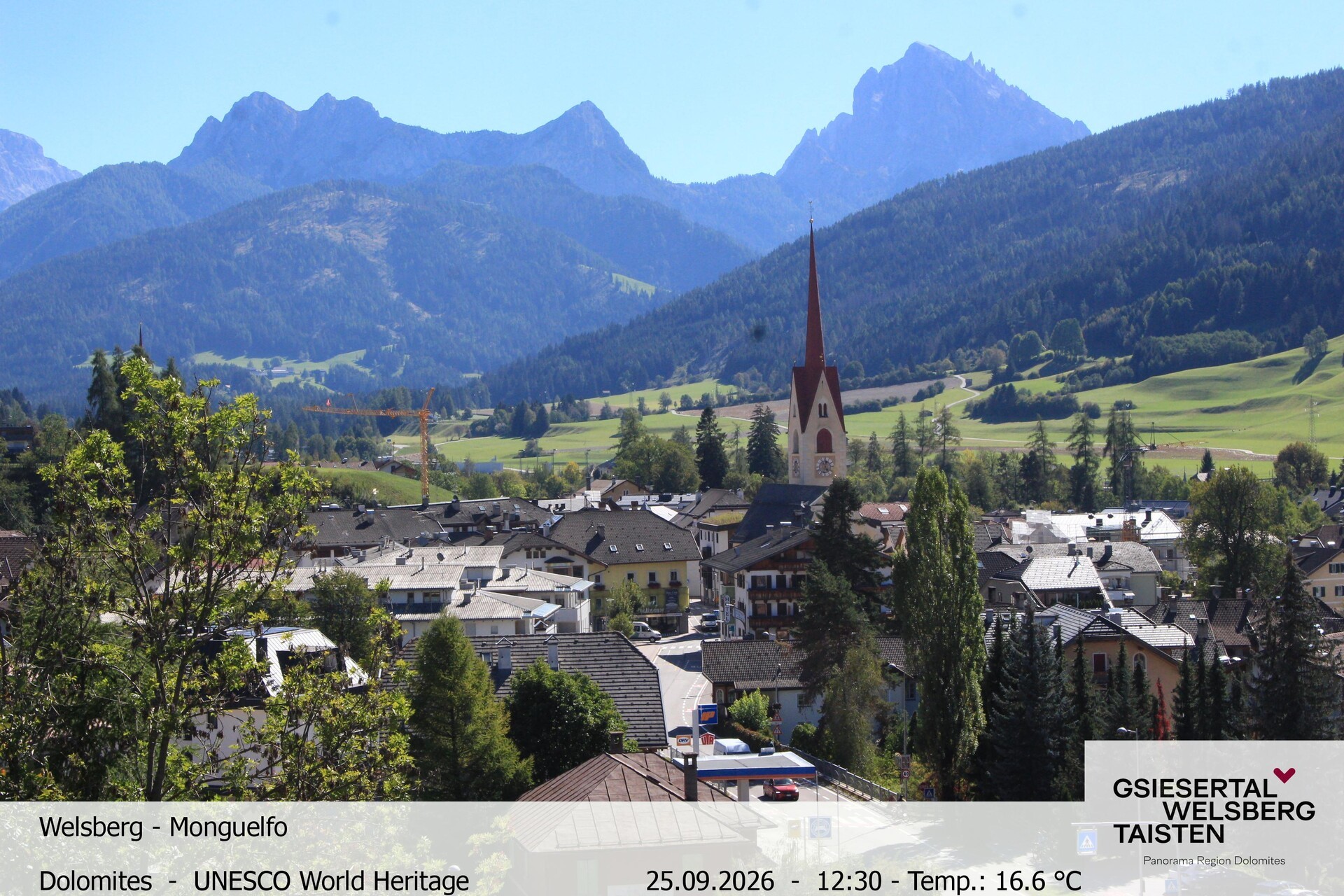 Archived image Webcam View towards Welsberg (Gsieser Valley, South Tyrol)